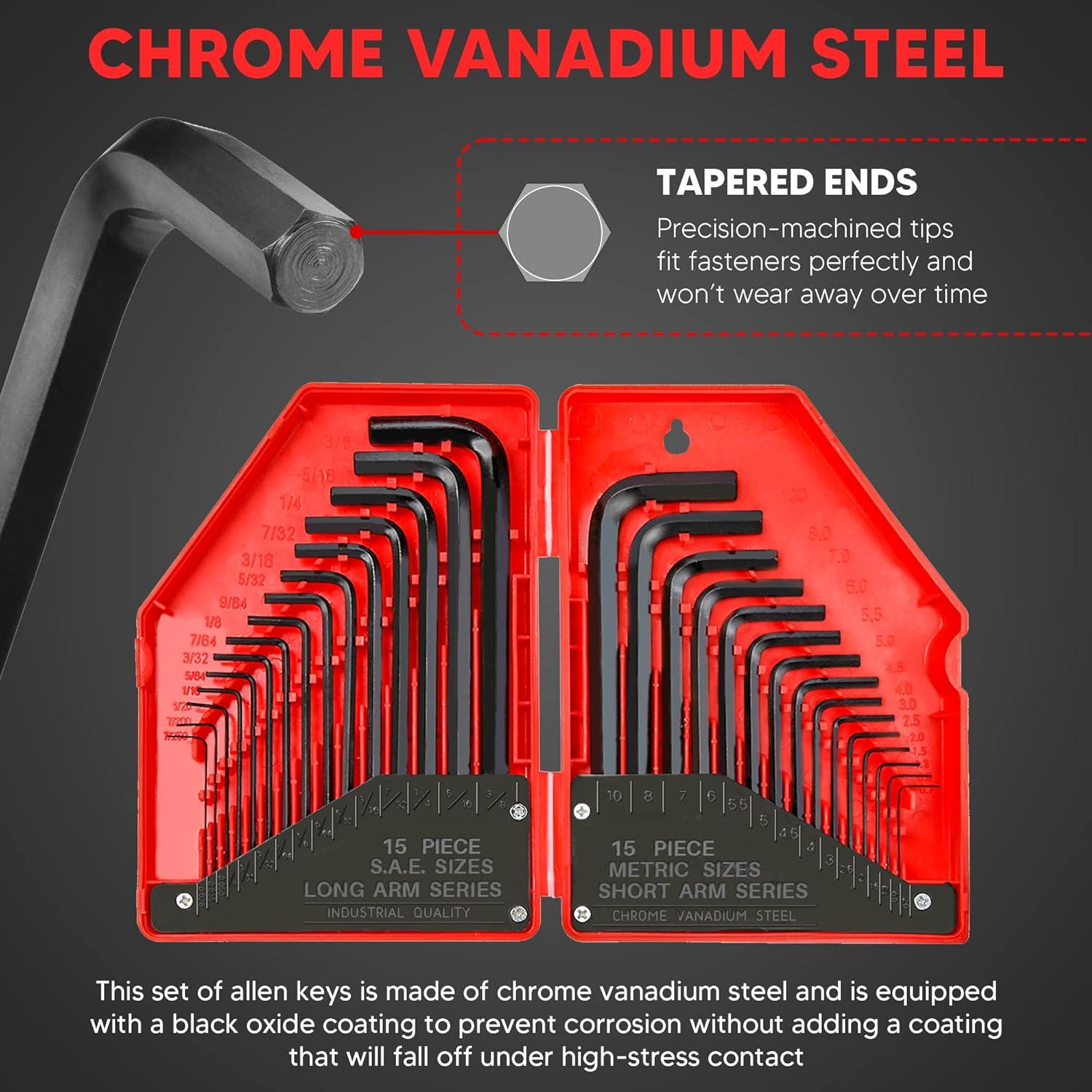 Juego de Llaves Allen Hexagonales YIYITOOLS 30 Piezas 1.27-10 mm