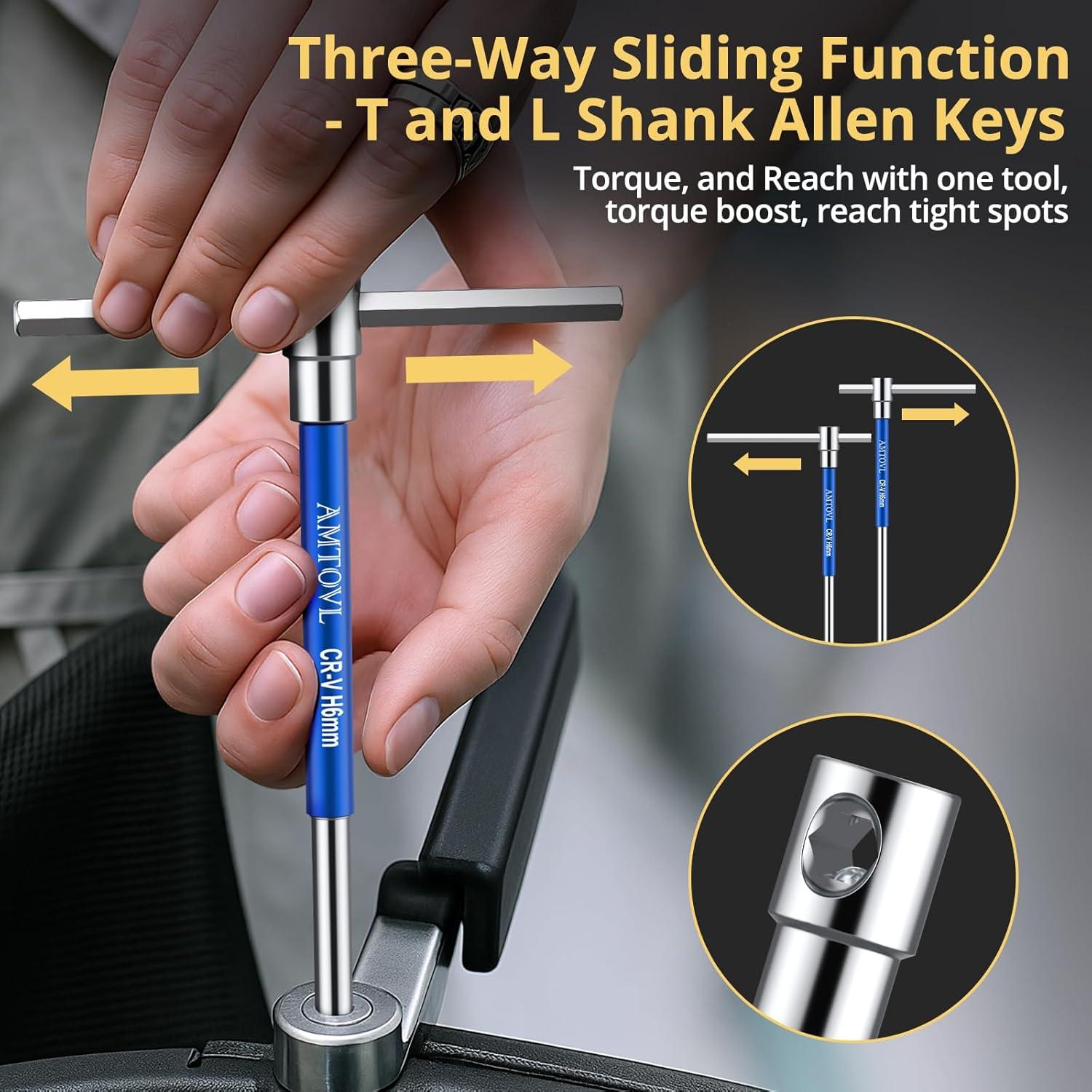 Juego de Llaves Allen T-Handle AMTOVL 10 Pcs 2mm-10mm Acero