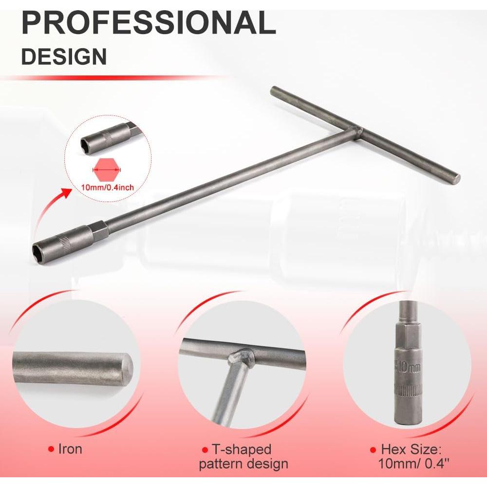 Llave de Mango en T REARACE 10mm Acero Hexagonal 30cm