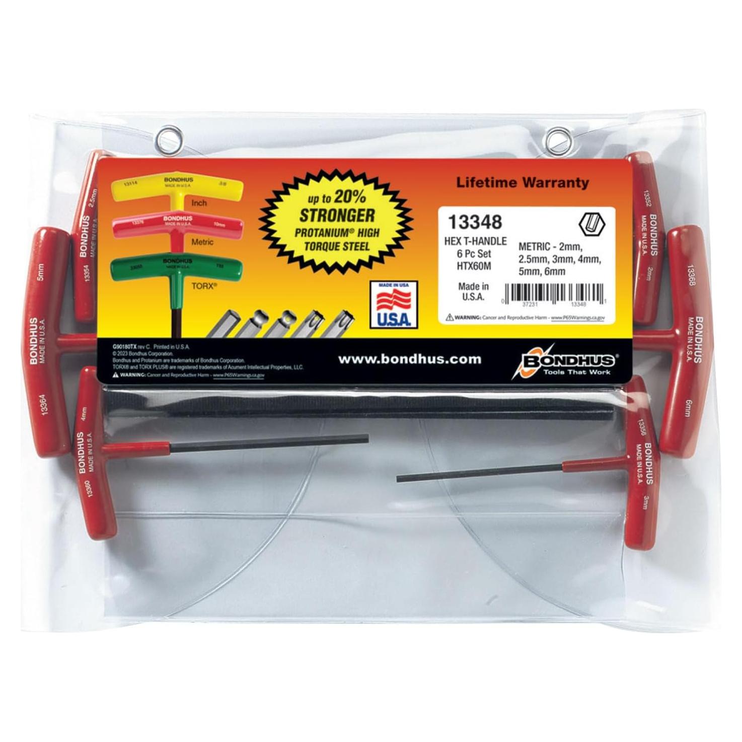 Juego de 6 Mangos en T Hexagonales Bondhus 13348 2-6mm