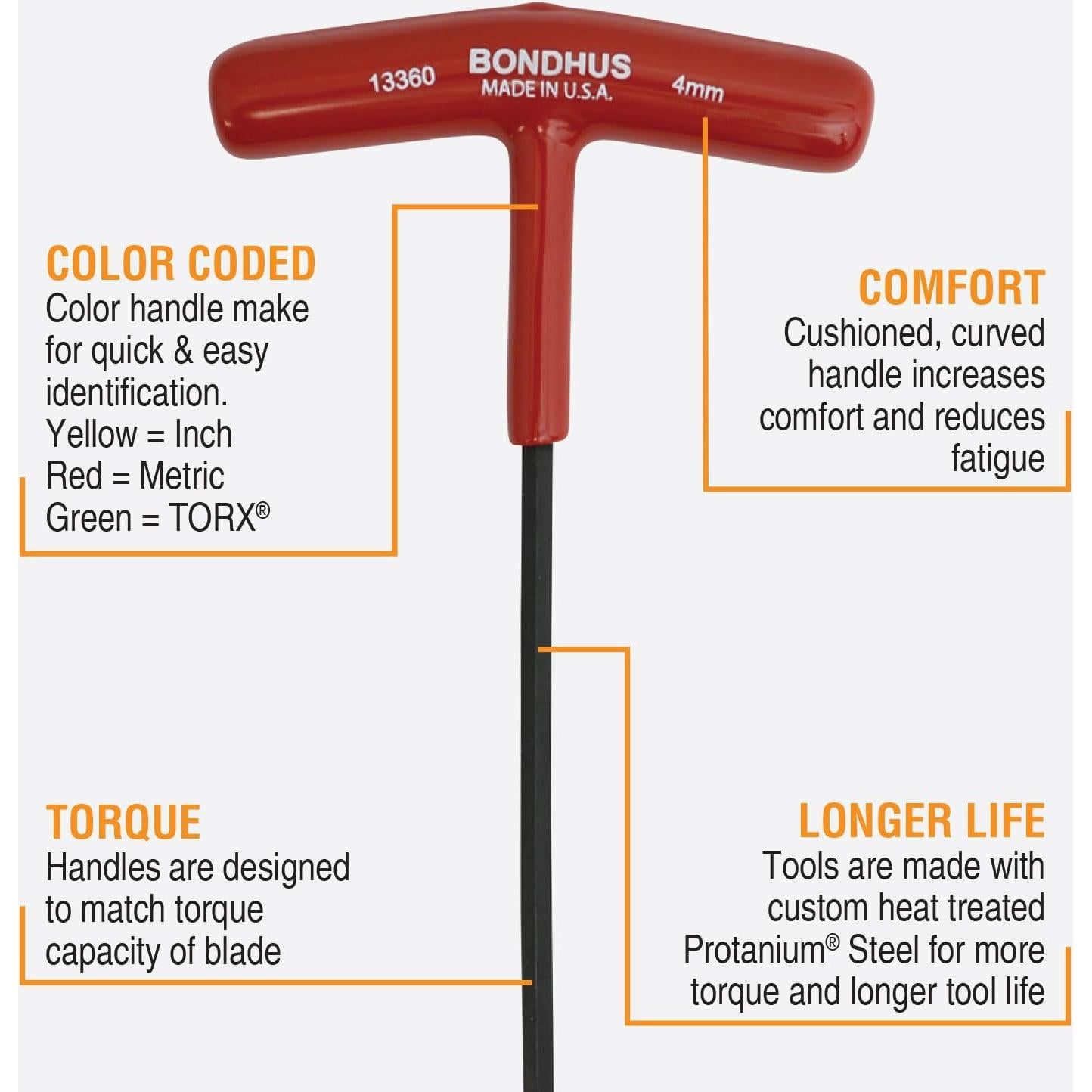 Juego de 6 Mangos en T Hexagonales Bondhus 13348 2-6mm