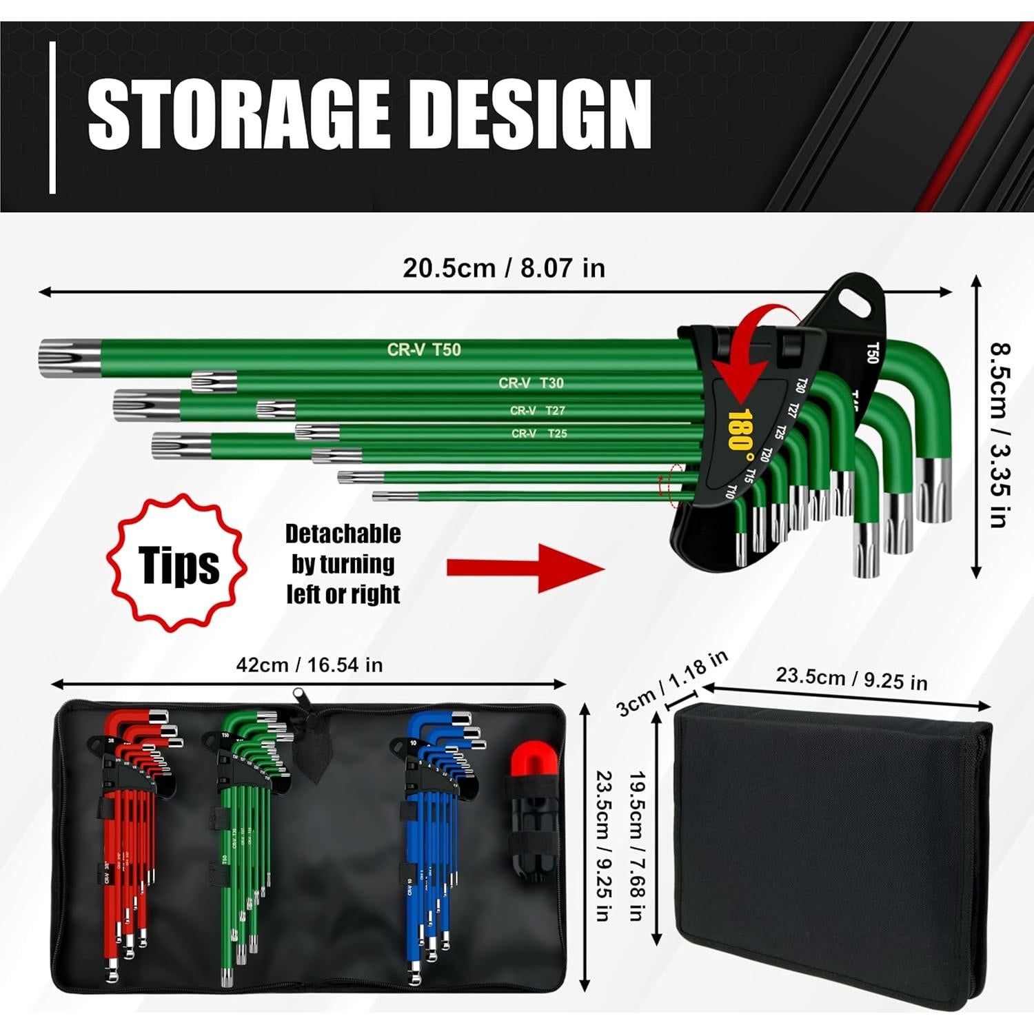 Juego de Llaves Allen C&T 27 Piezas Métrico y Torx