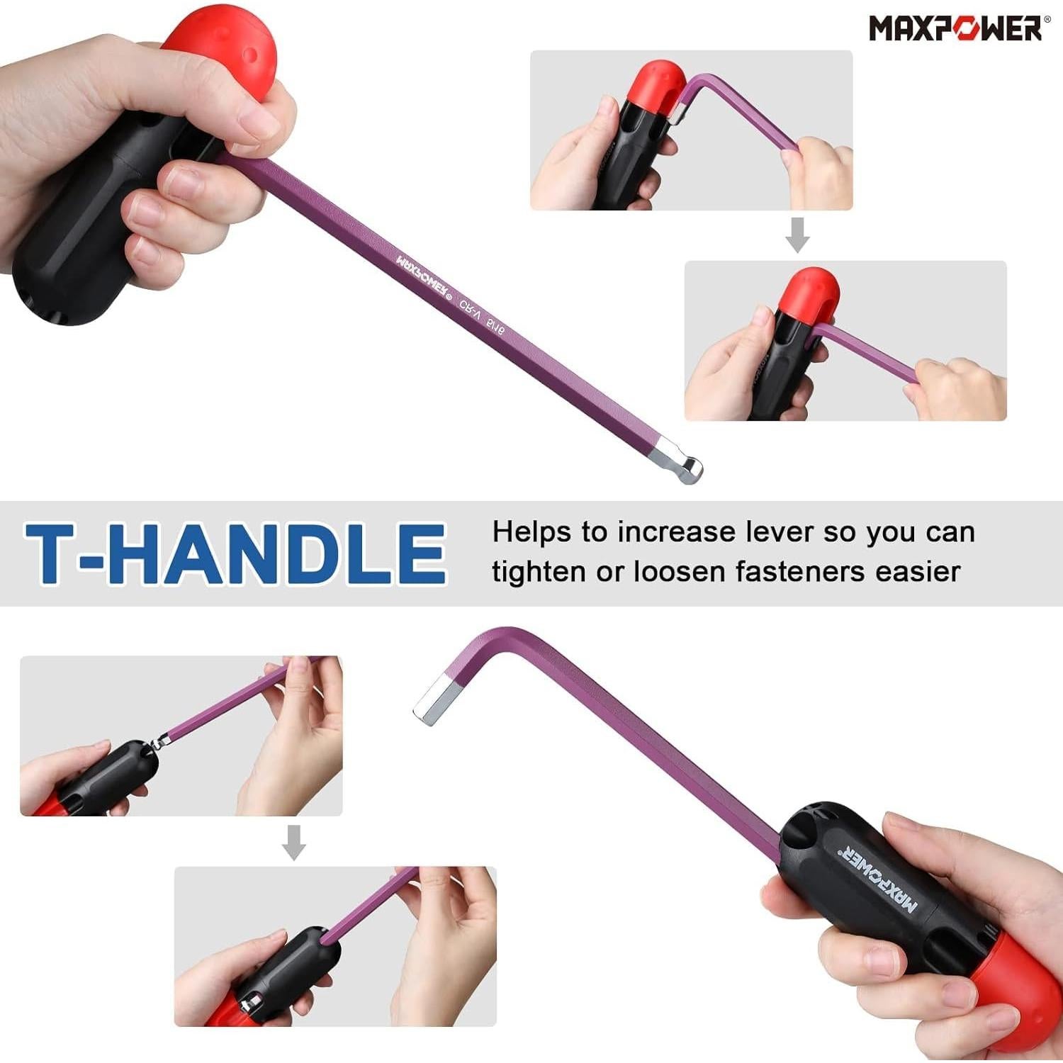 Juego de Llaves Allen MAXPOWER 18 Piezas Acero Cromo Vanadio