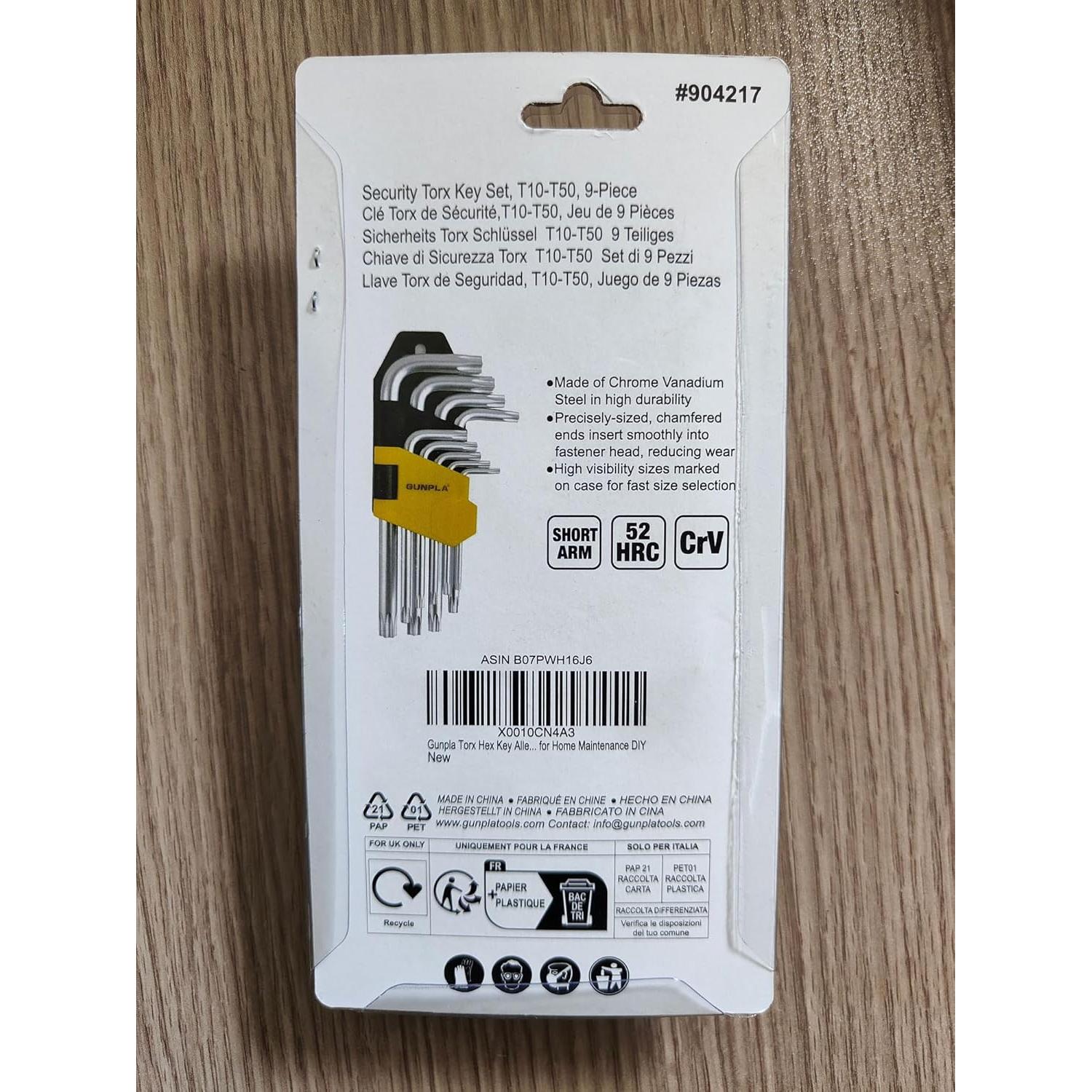 Juego de Llaves Allen Torx Gunpla 9 Piezas T10-T50 con Estuche