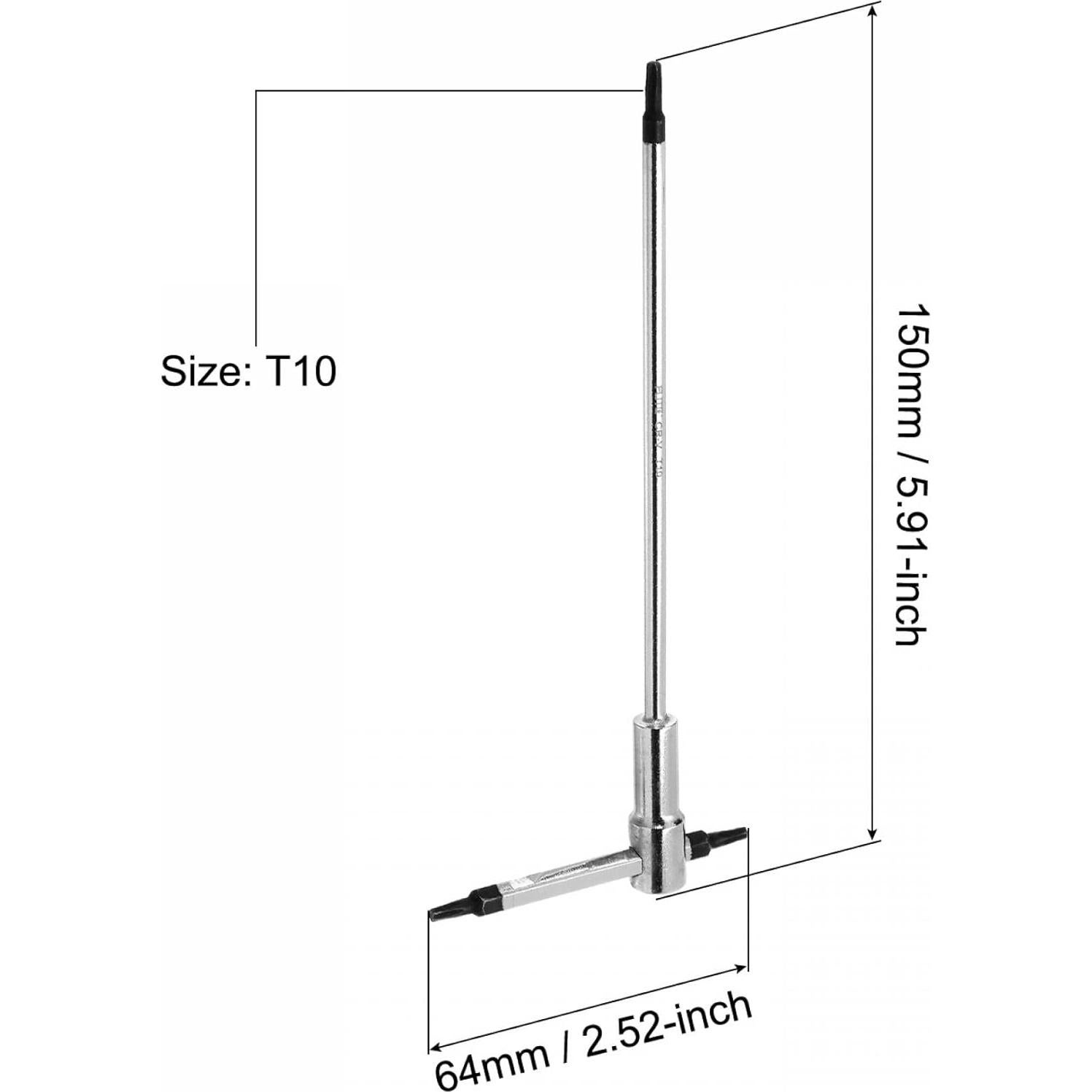 Llave Torx T10 uxcell con Mango Deslizante en T 150mm