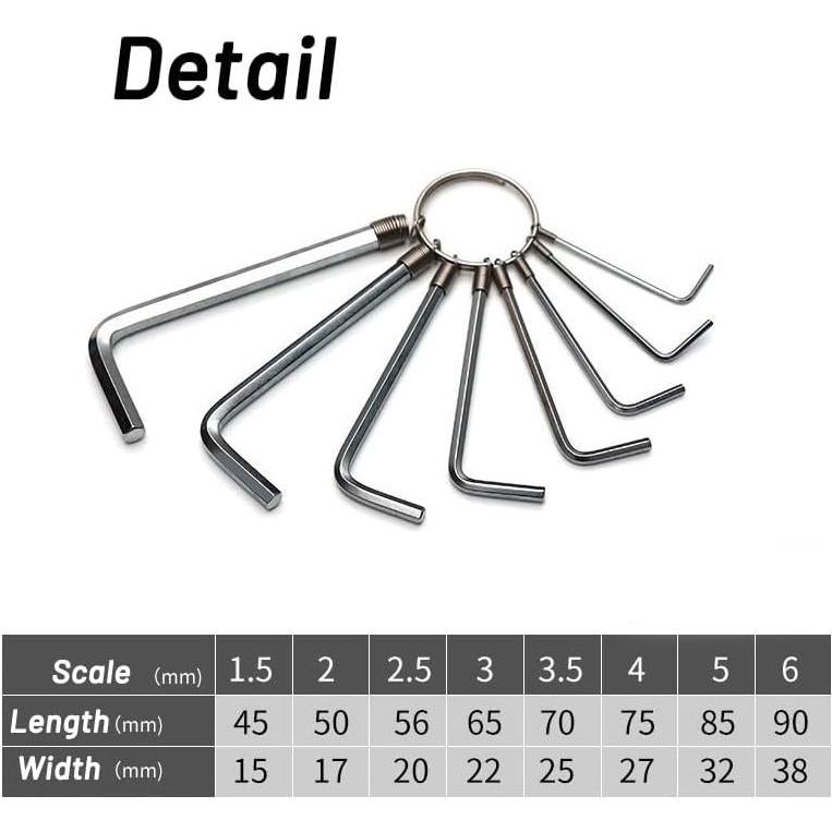 Juego de Llaves Allen 8 en 1 Yopolaz - Acero Aleado Hexagonal