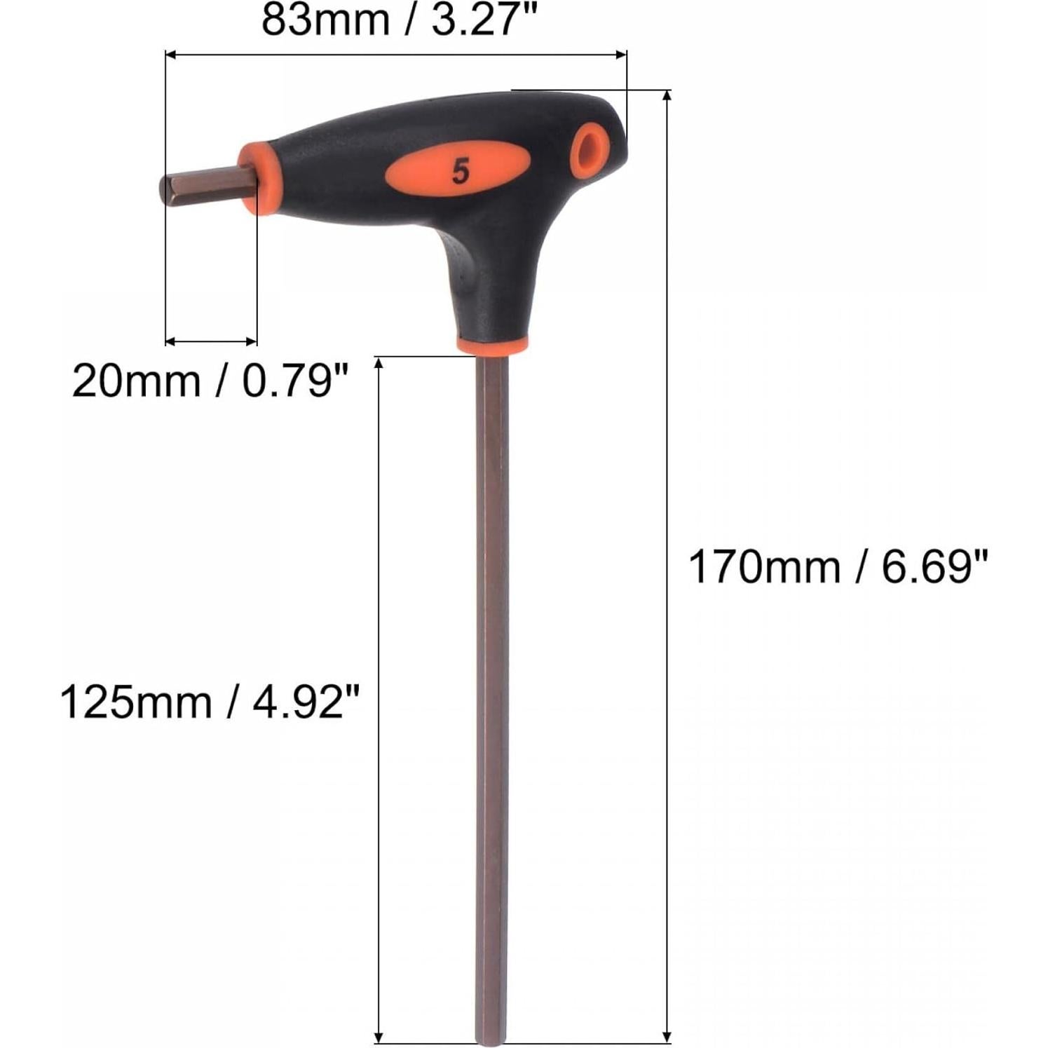 Llave Hexagonal T-Handle uxcell 5mm Acero S2 Doble Extremo 2 Pcs