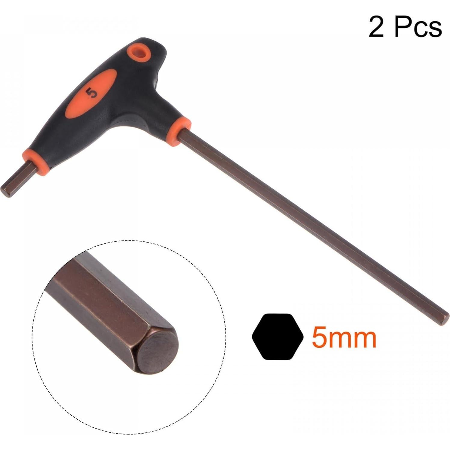 Llave Hexagonal T-Handle uxcell 5mm Acero S2 Doble Extremo 2 Pcs