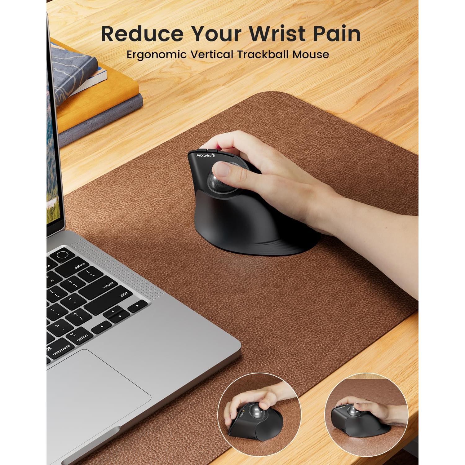 Ratón Trackball Inalámbrico Vertical ProtoArc EM05 NL Gris