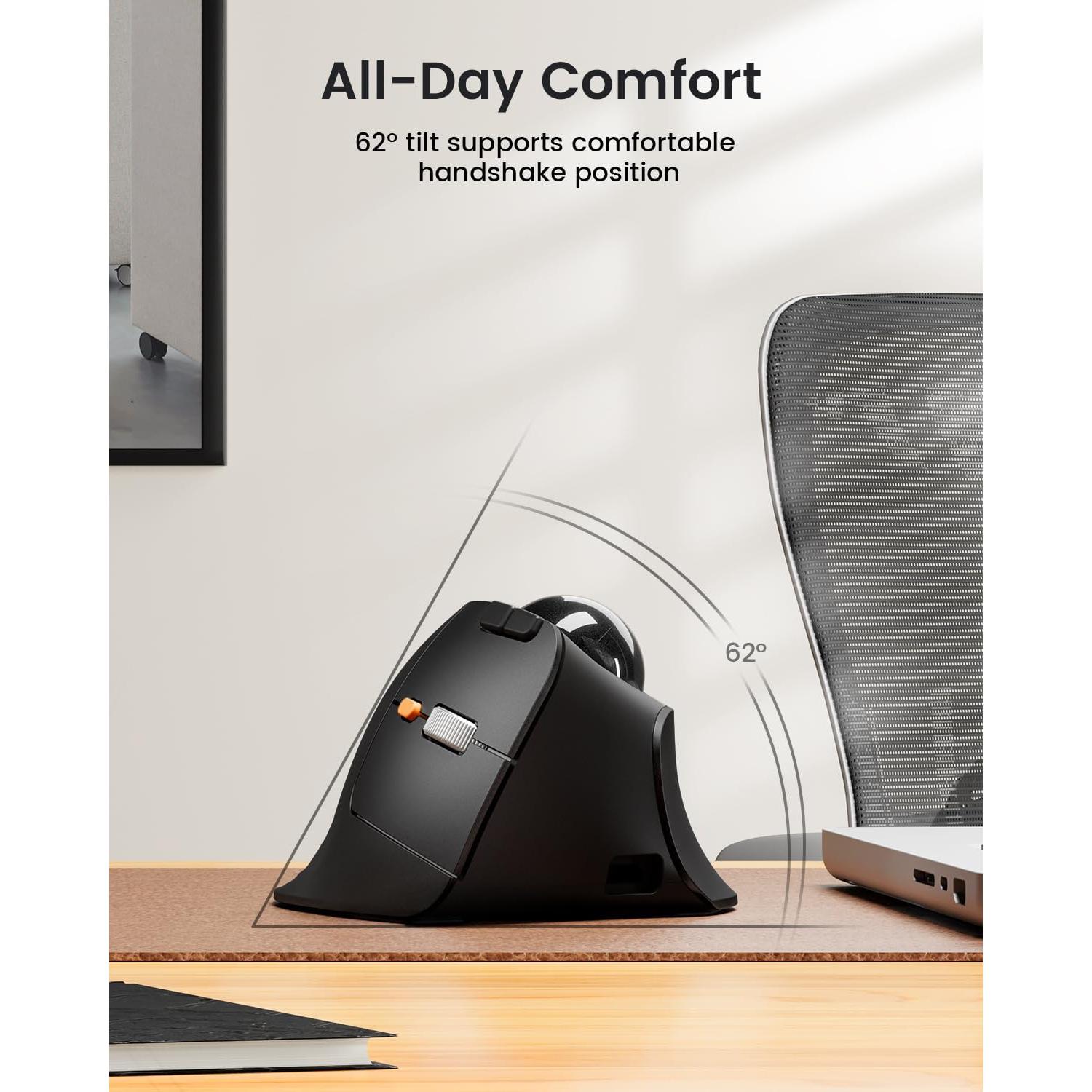 Ratón Trackball Inalámbrico Vertical ProtoArc EM05 NL Gris