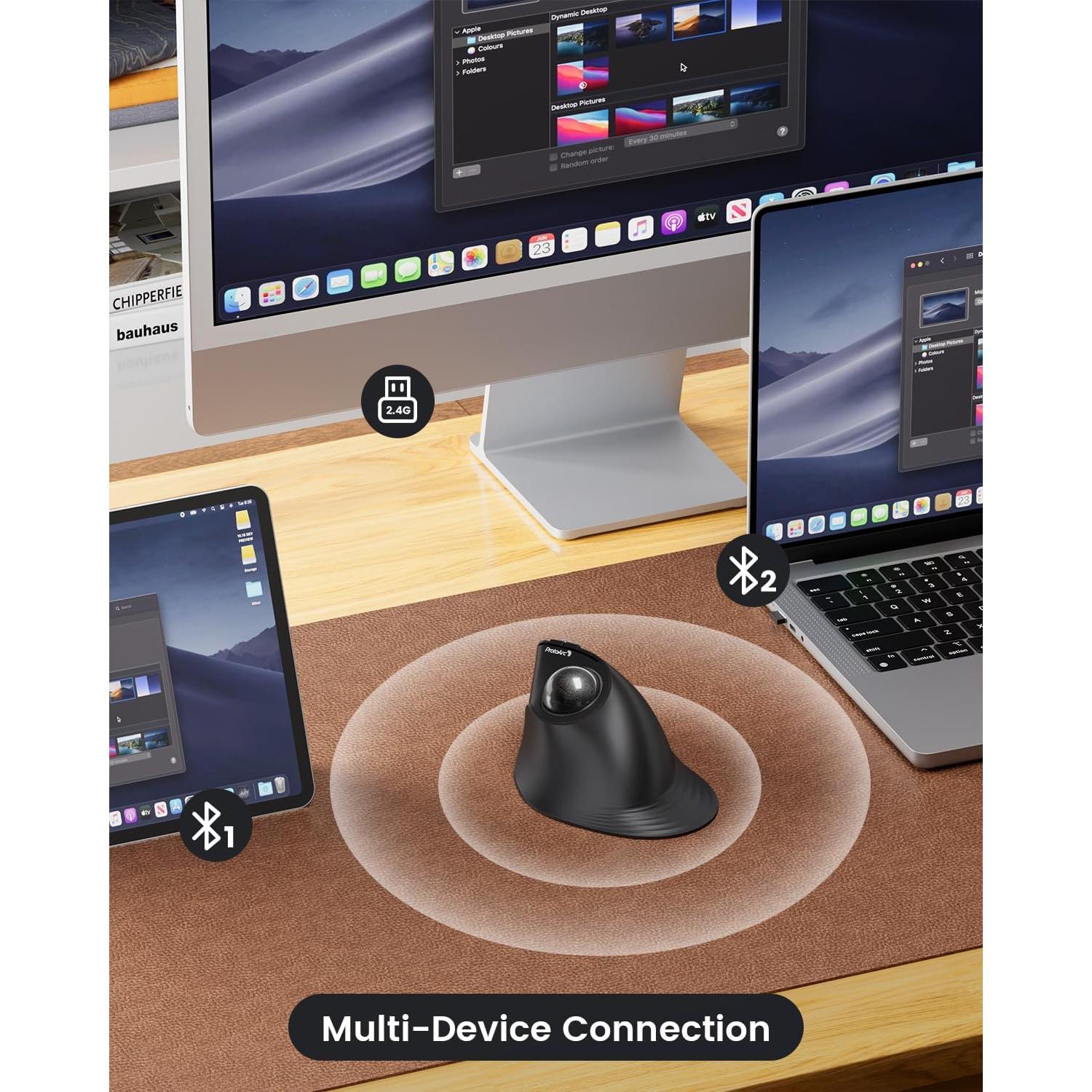 Ratón Trackball Inalámbrico Vertical ProtoArc EM05 NL Gris