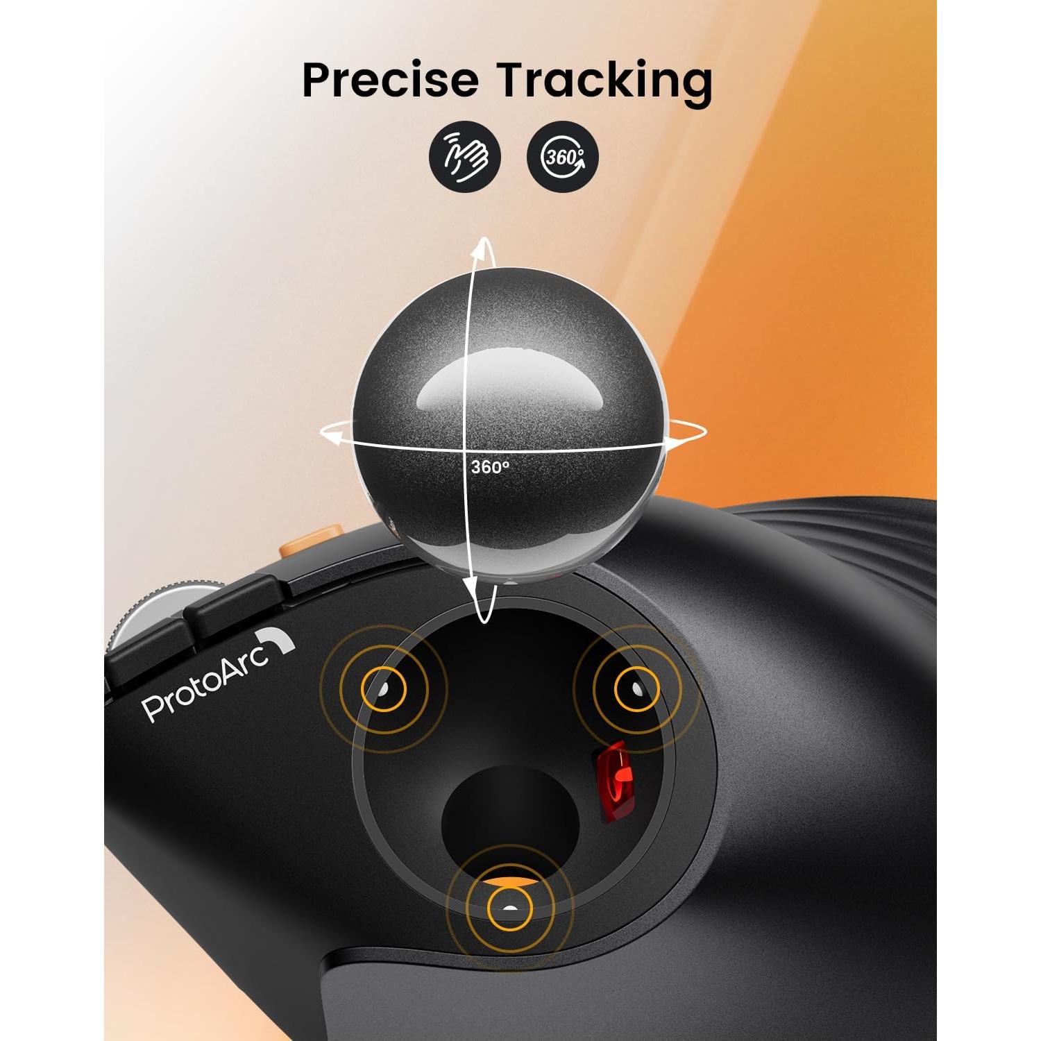 Ratón Trackball Inalámbrico Vertical ProtoArc EM05 NL Gris