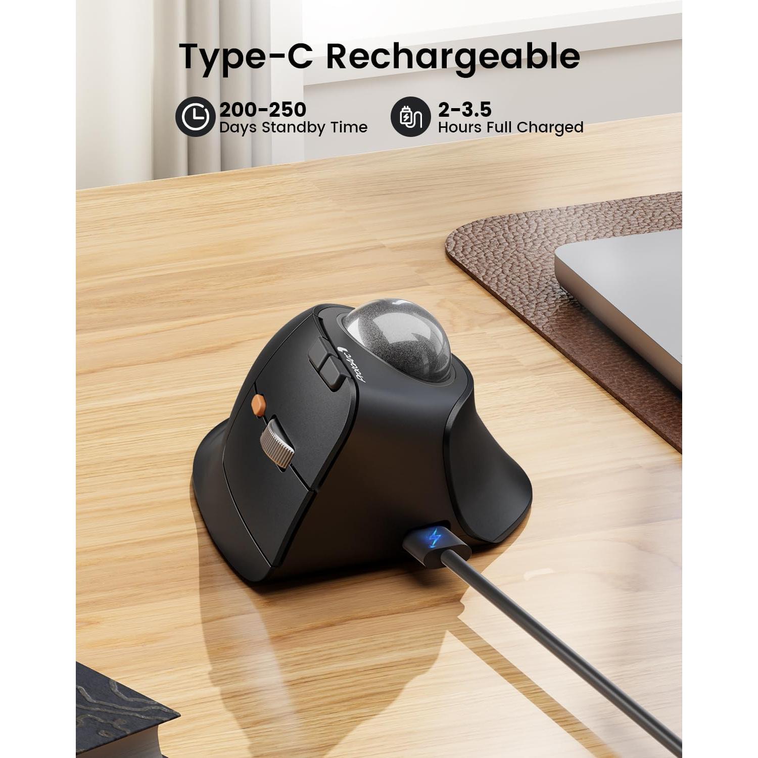 Ratón Trackball Inalámbrico Vertical ProtoArc EM05 NL Gris