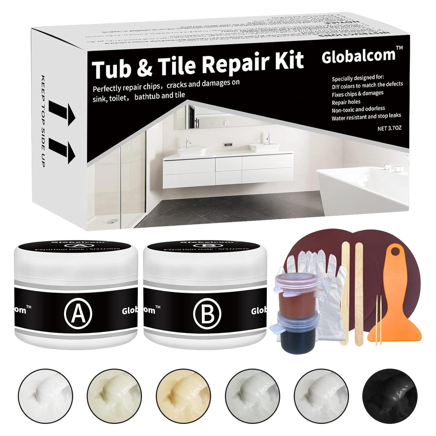 Kit de Reparación de Baño Globalcom 3.7oz Fibra de Vidrio Blanco