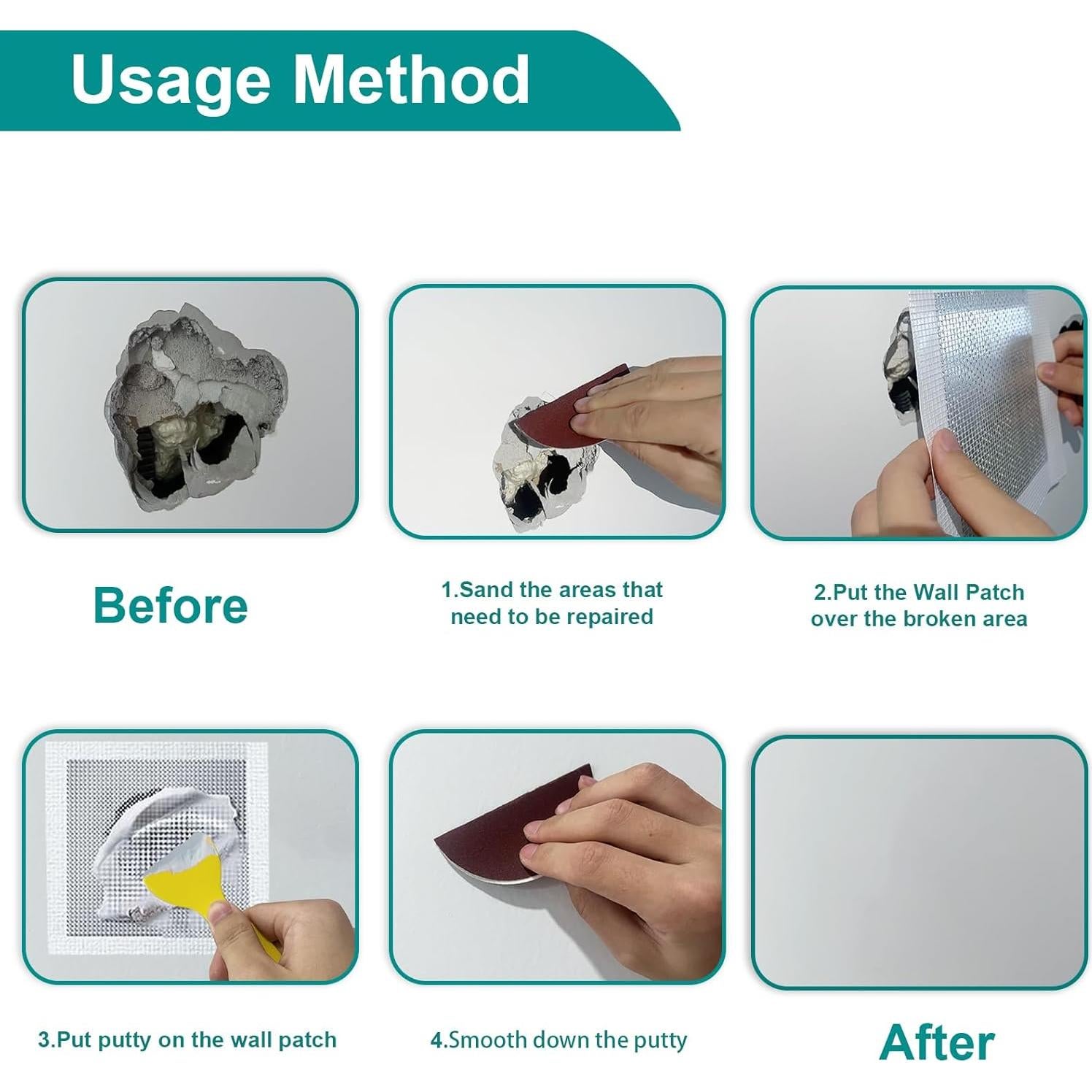 Kit de Reparación de Paneles de Yeso WYIRONG 10 Paquetes 4-20 cm