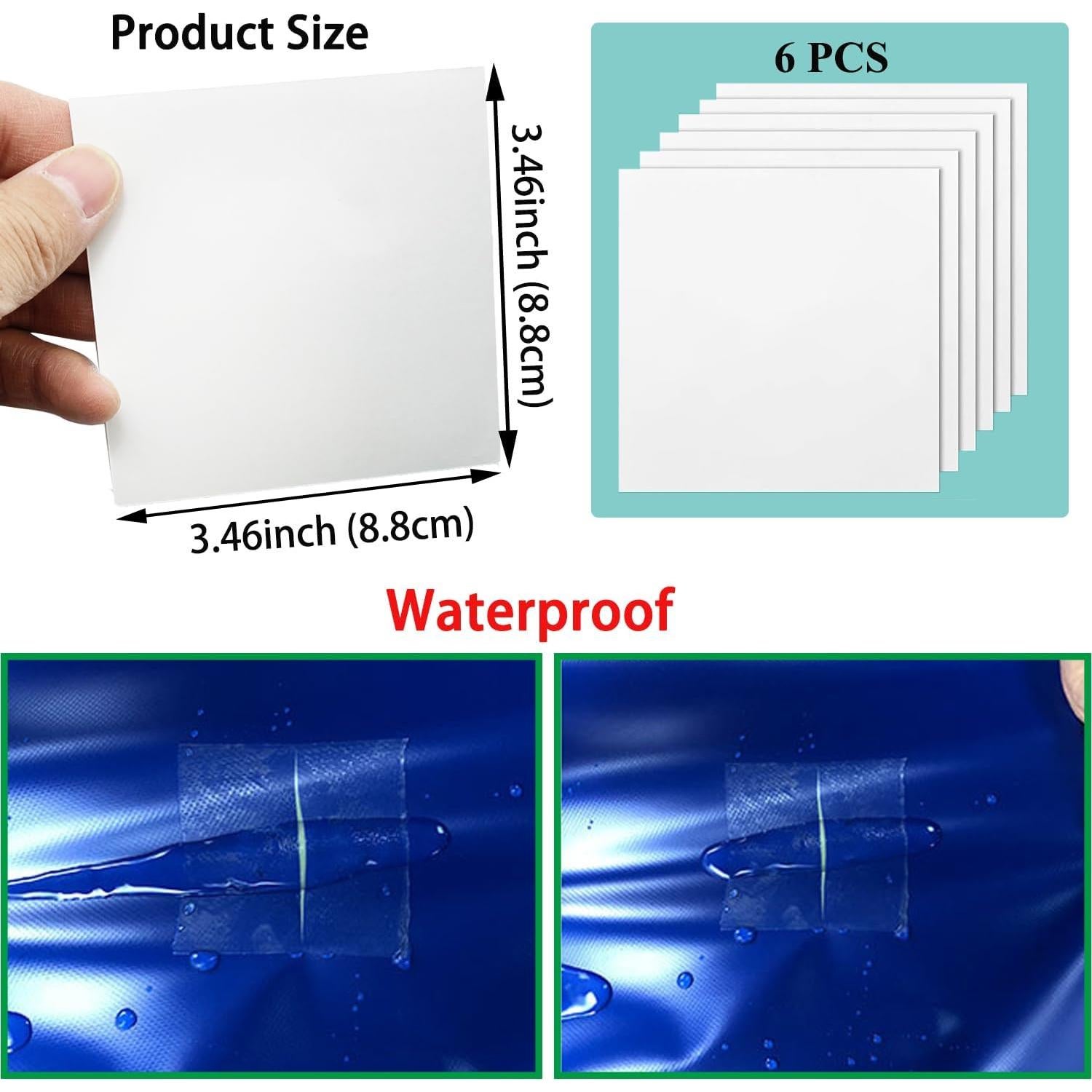 Kit de Parche Reparación Inflable KAIHENG 6 Piezas TPU 8.8x8.8 cm