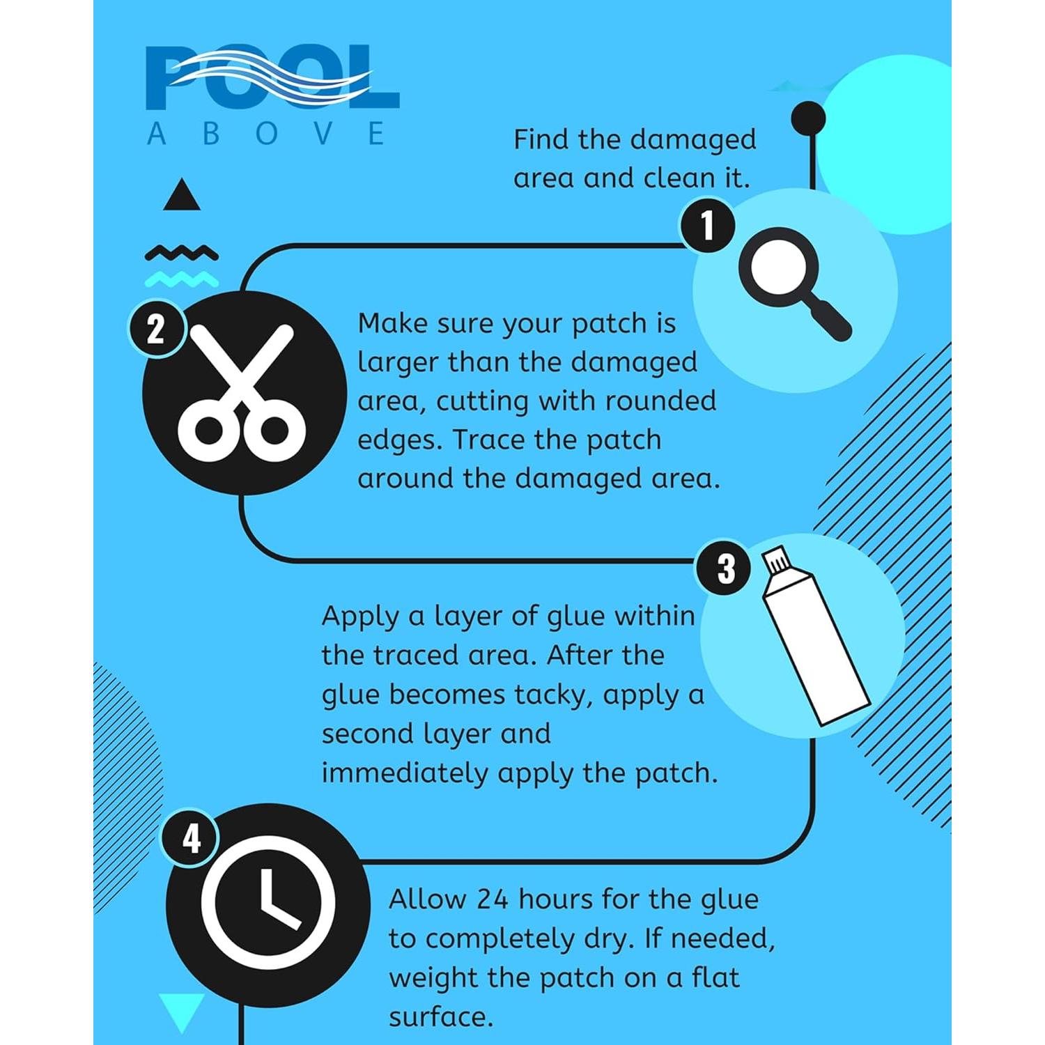 Kit de Parcheo de Vinilo Pool Above - 8 Parches 7.6cm y Pegamento