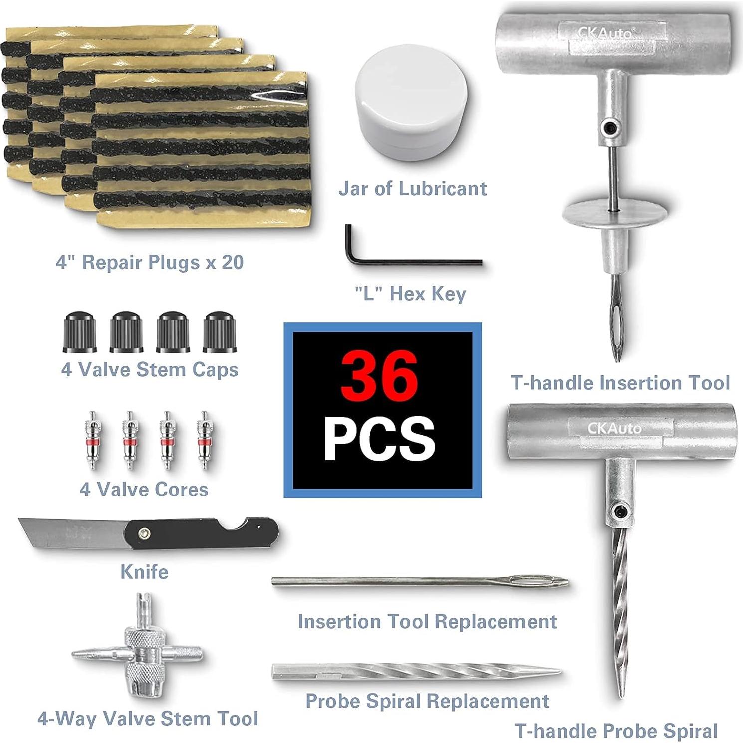 Kit de Reparación de Neumáticos CKAuto 36 Piezas Universal