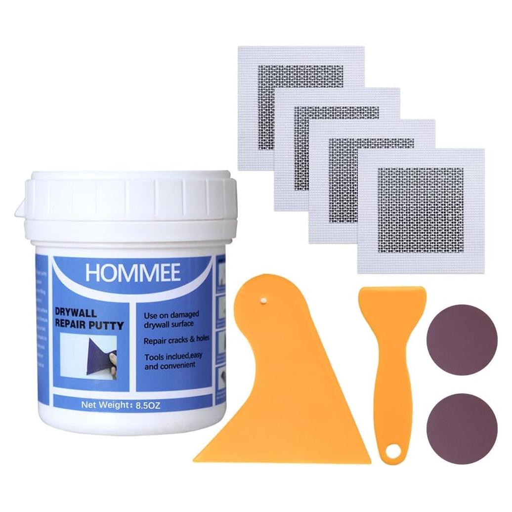 Kit de Reparación de Drywall HOMMEE 240g Masilla y Parche 5.08cm