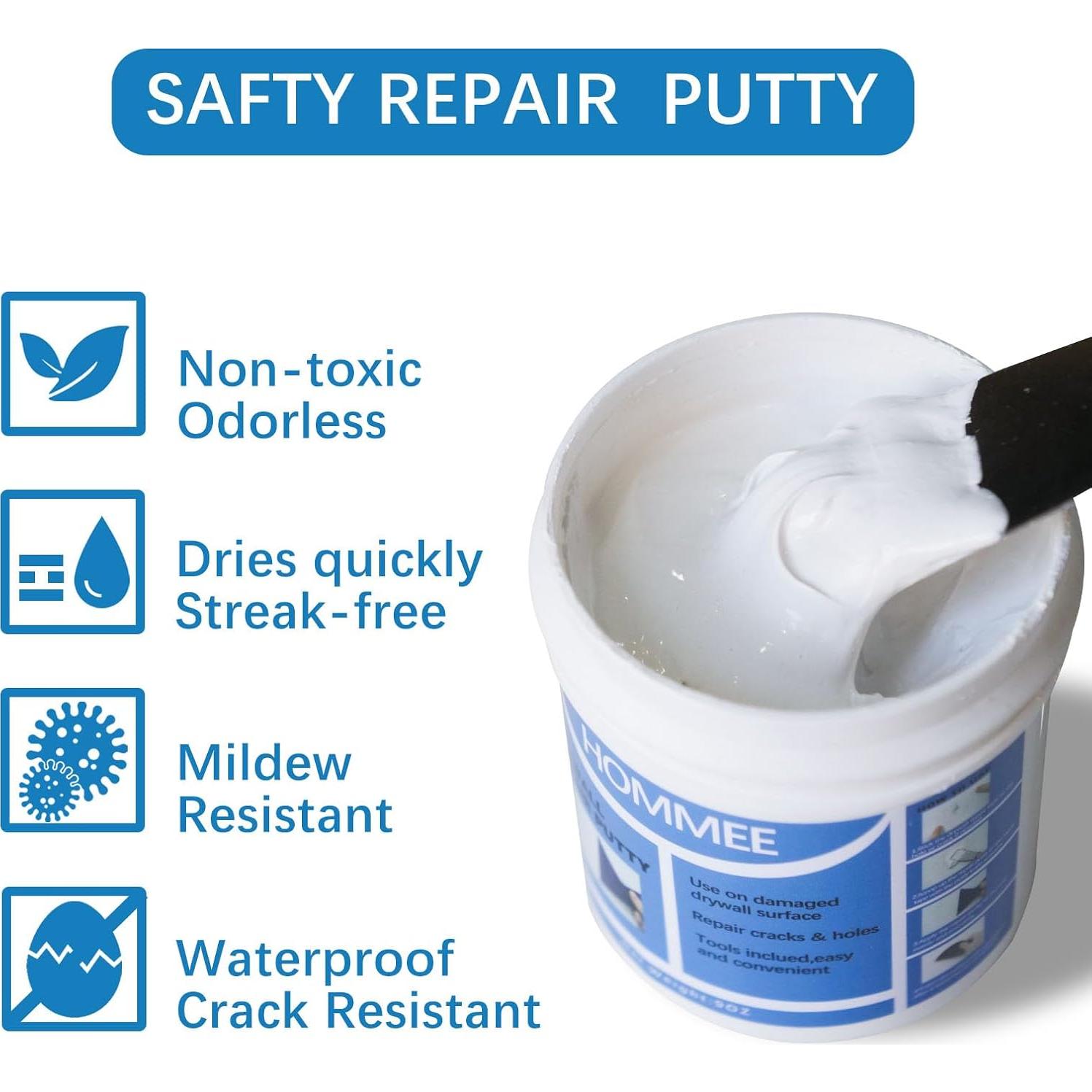 Kit de Reparación de Drywall HOMMEE 240g Masilla y Parche 5.08cm