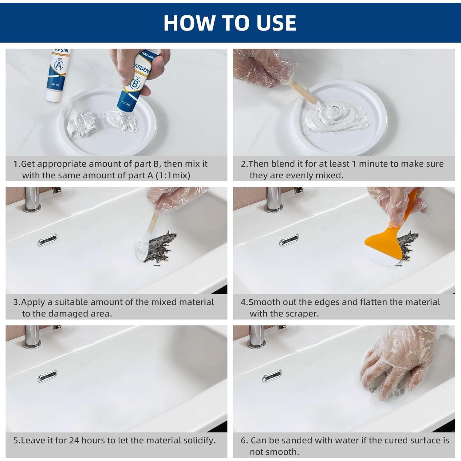 Kit de Reparación de Baño FENFANDAS - Fibra de Vidrio y Porcelana