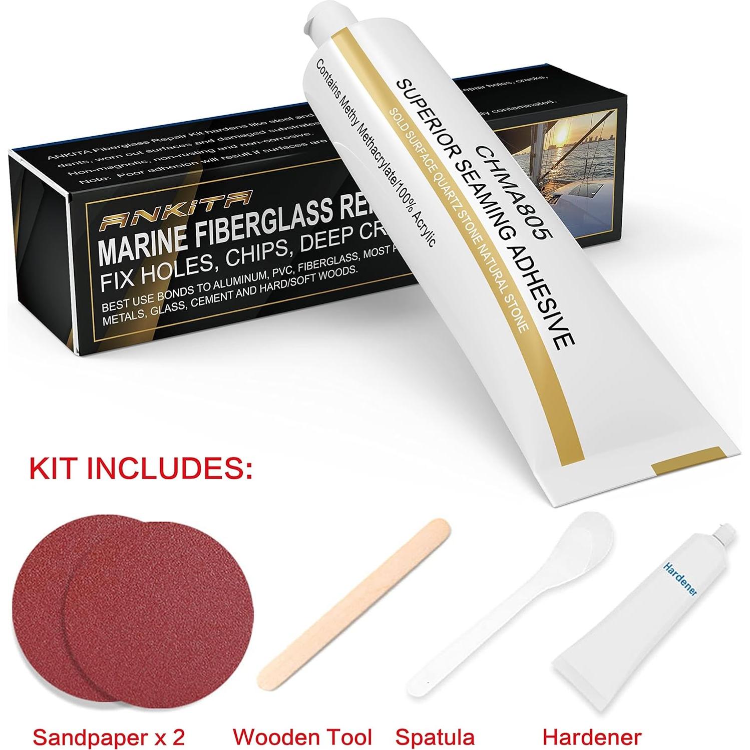 Kit de Reparación de Gel Coat para Barcos Ankita - Epóxico Blanco
