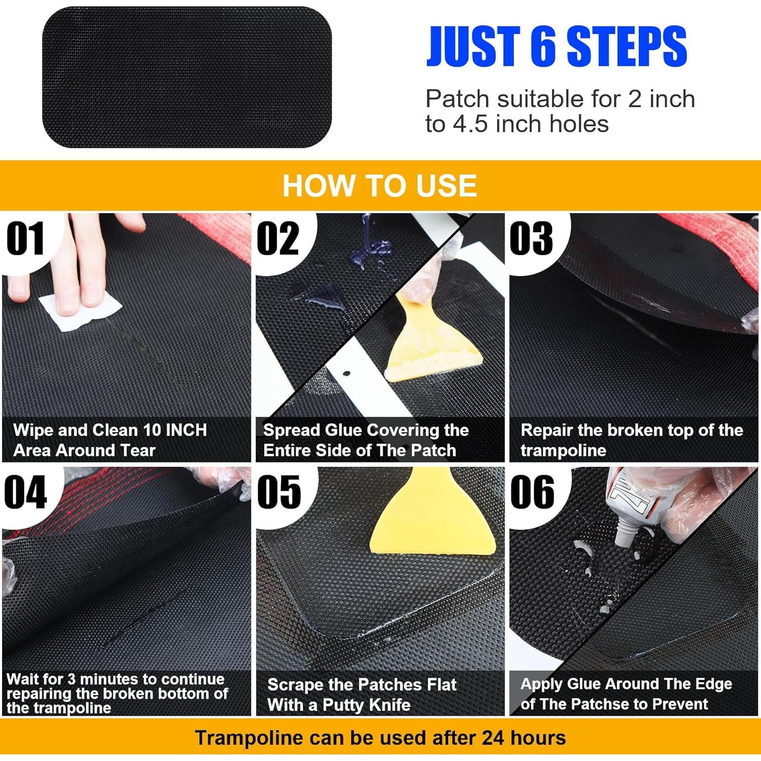 Kit de Reparación para Trampolín Taoanlo - 3 Parches de Malla