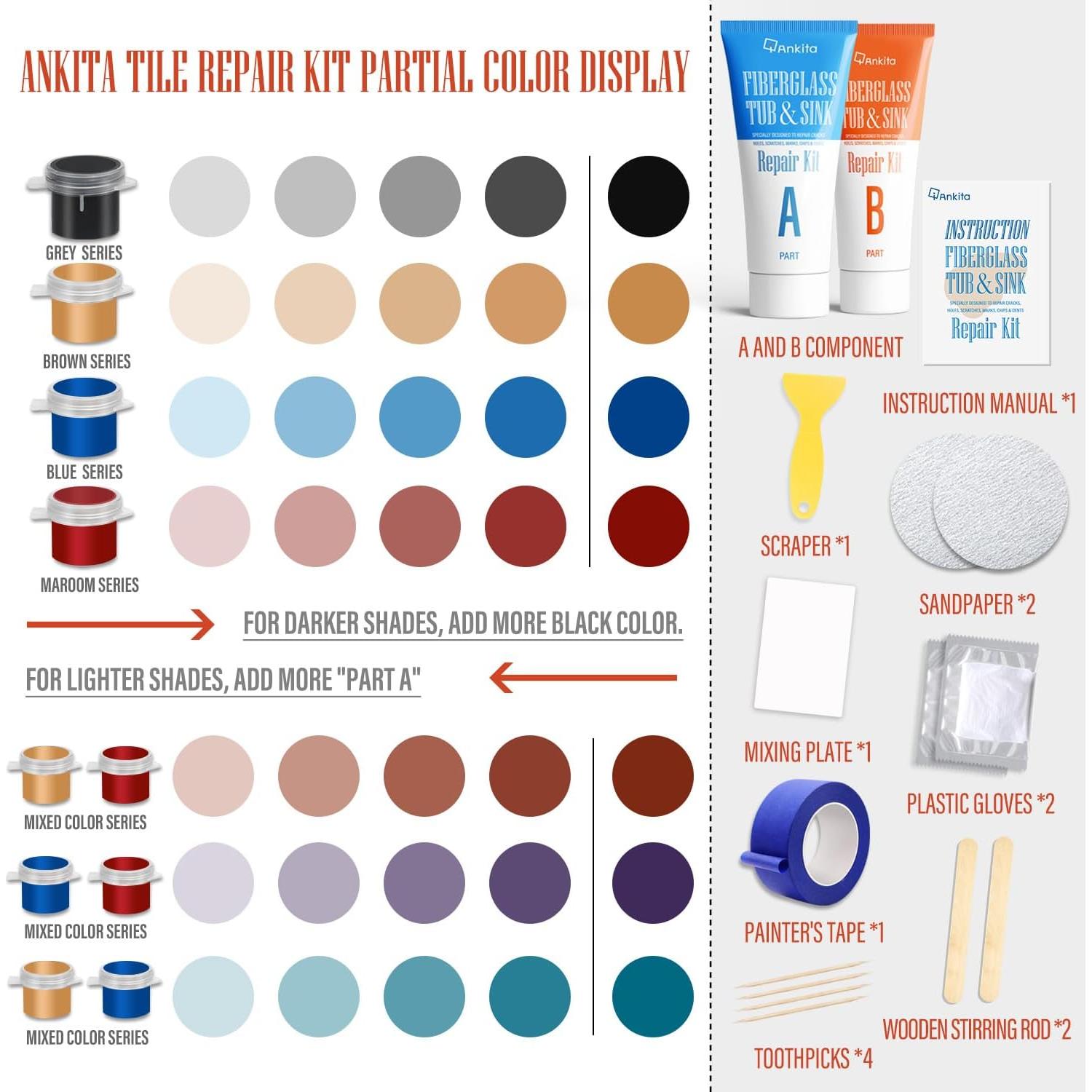 Kit de Reparación de Baño Ankita - Fibra de Vidrio y Acrílico