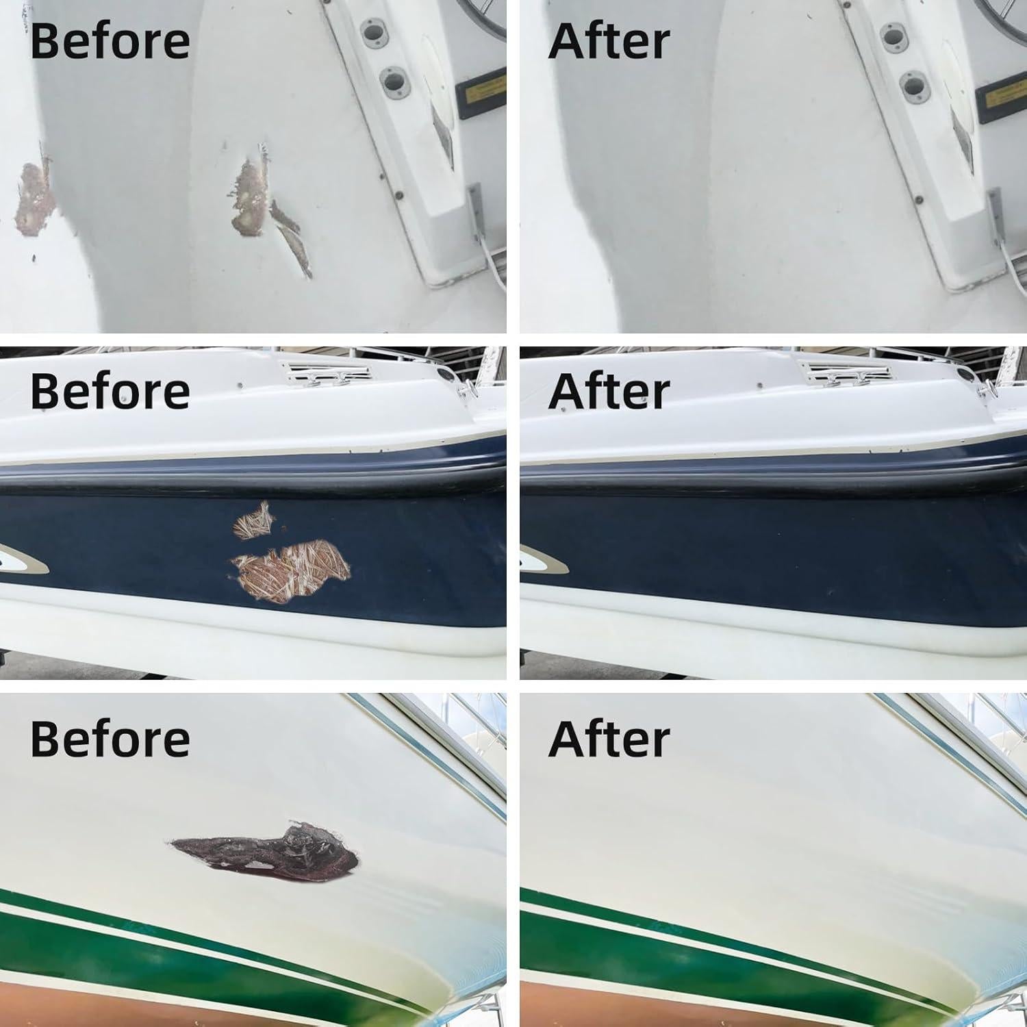 Kit de Reparación de Barcos de Fibra de Vidrio Globalcom - Color Blanco y Pastas