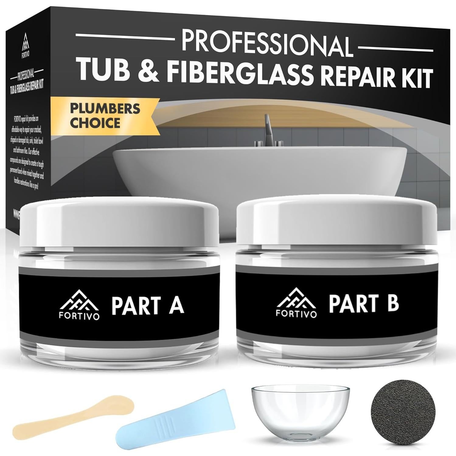 Kit de Reparación de Baños FORTIVO - Porcelana y Fibra de Vidrio