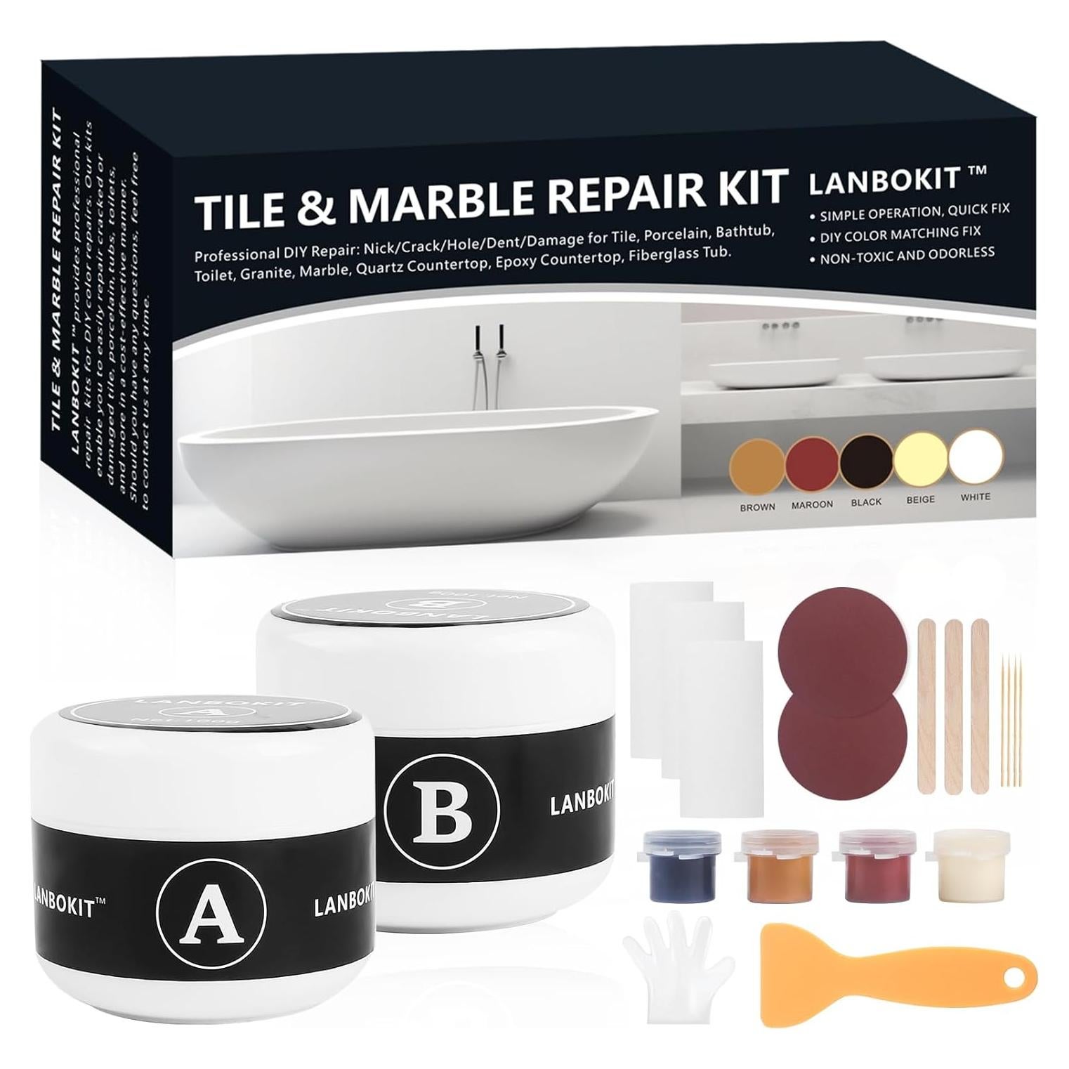 Kit de Reparación de Azulejos y Porcelana LANBOKIT 104g