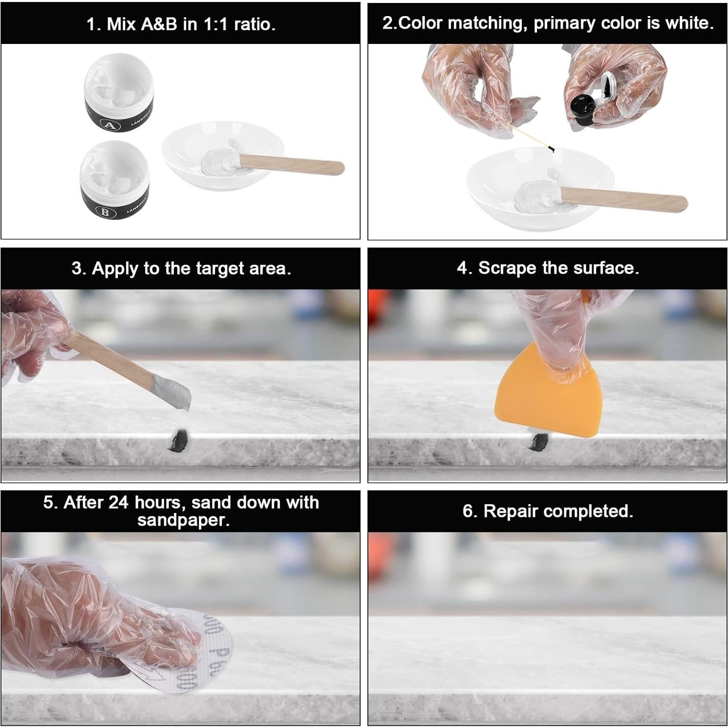 Kit de Reparación de Azulejos y Porcelana LANBOKIT 104g