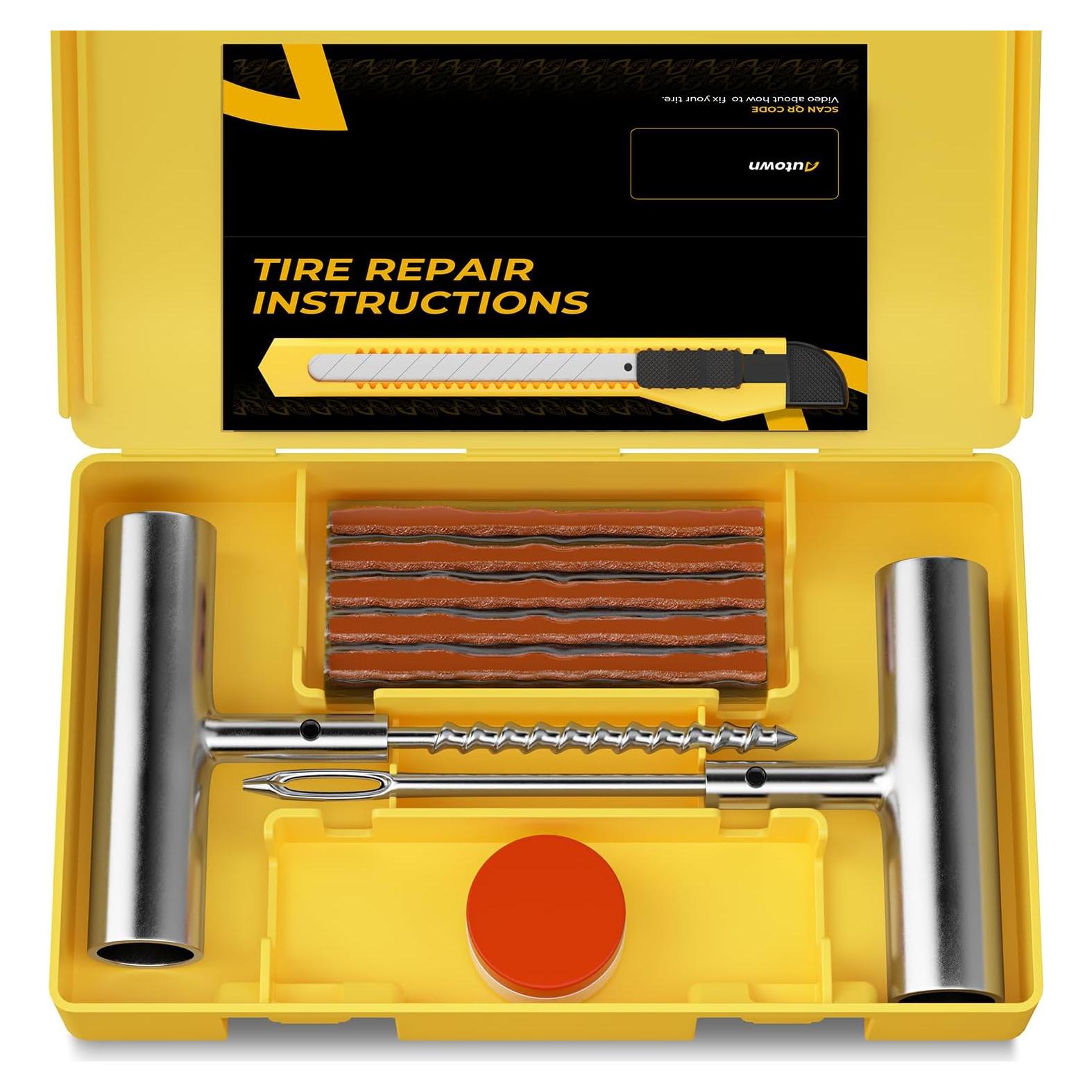 Kit de Reparación de Neumáticos AUTOWN 15 Piezas - Sellador 0.47L