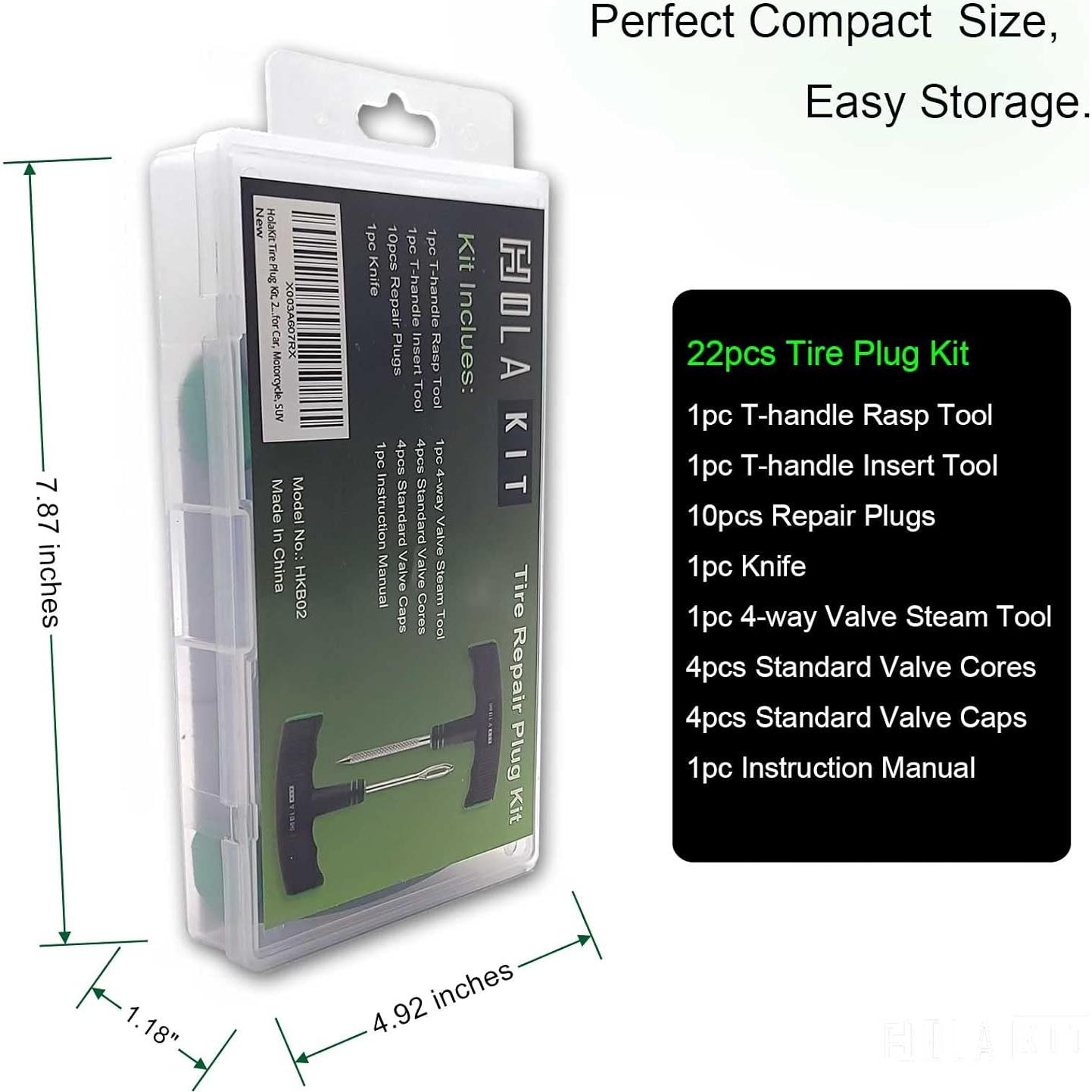Kit de Reparación de Neumáticos HolaKit 22 Piezas Compacto