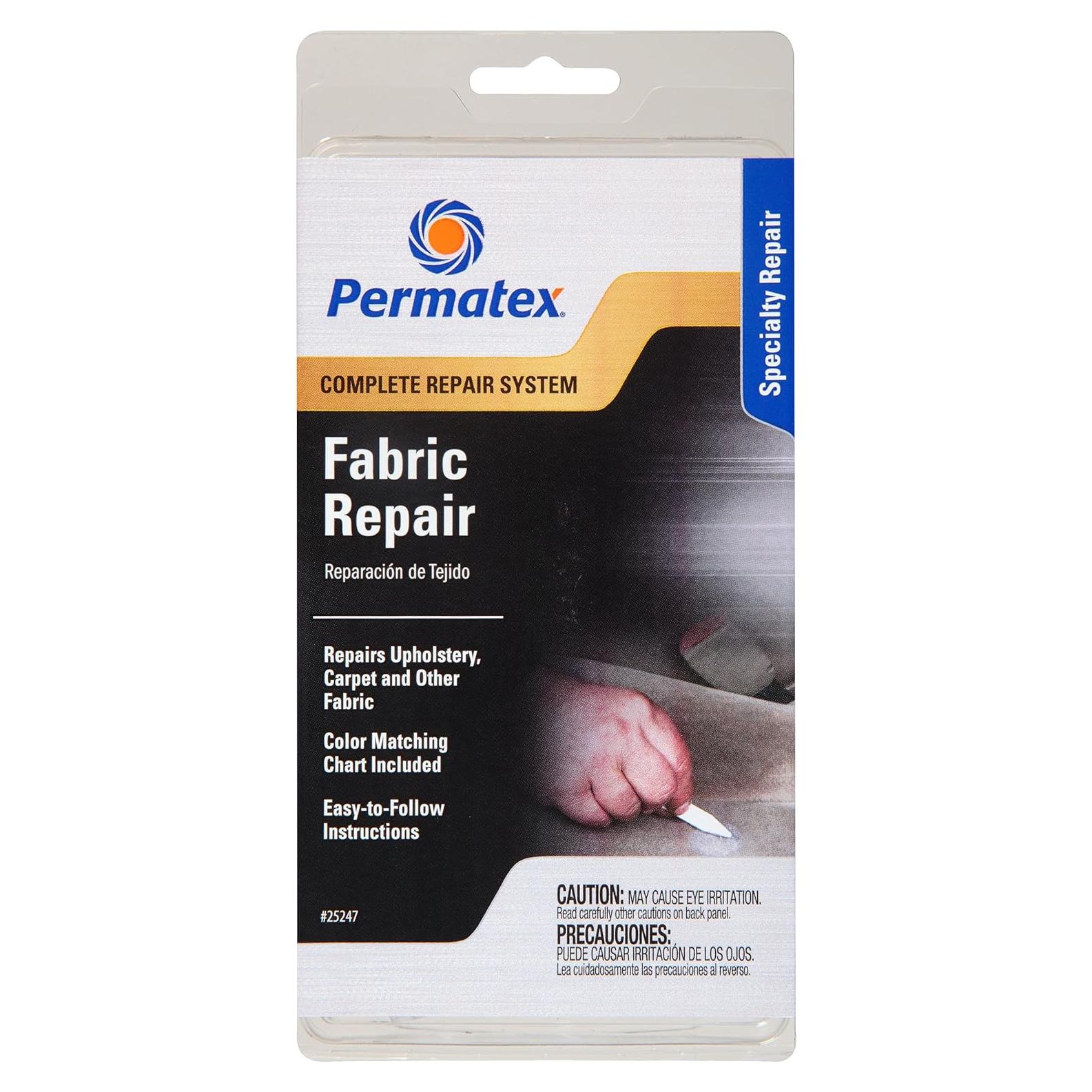 Kit de Reparación de Tela Permatex 25247, 7 Colores y Adhesivo