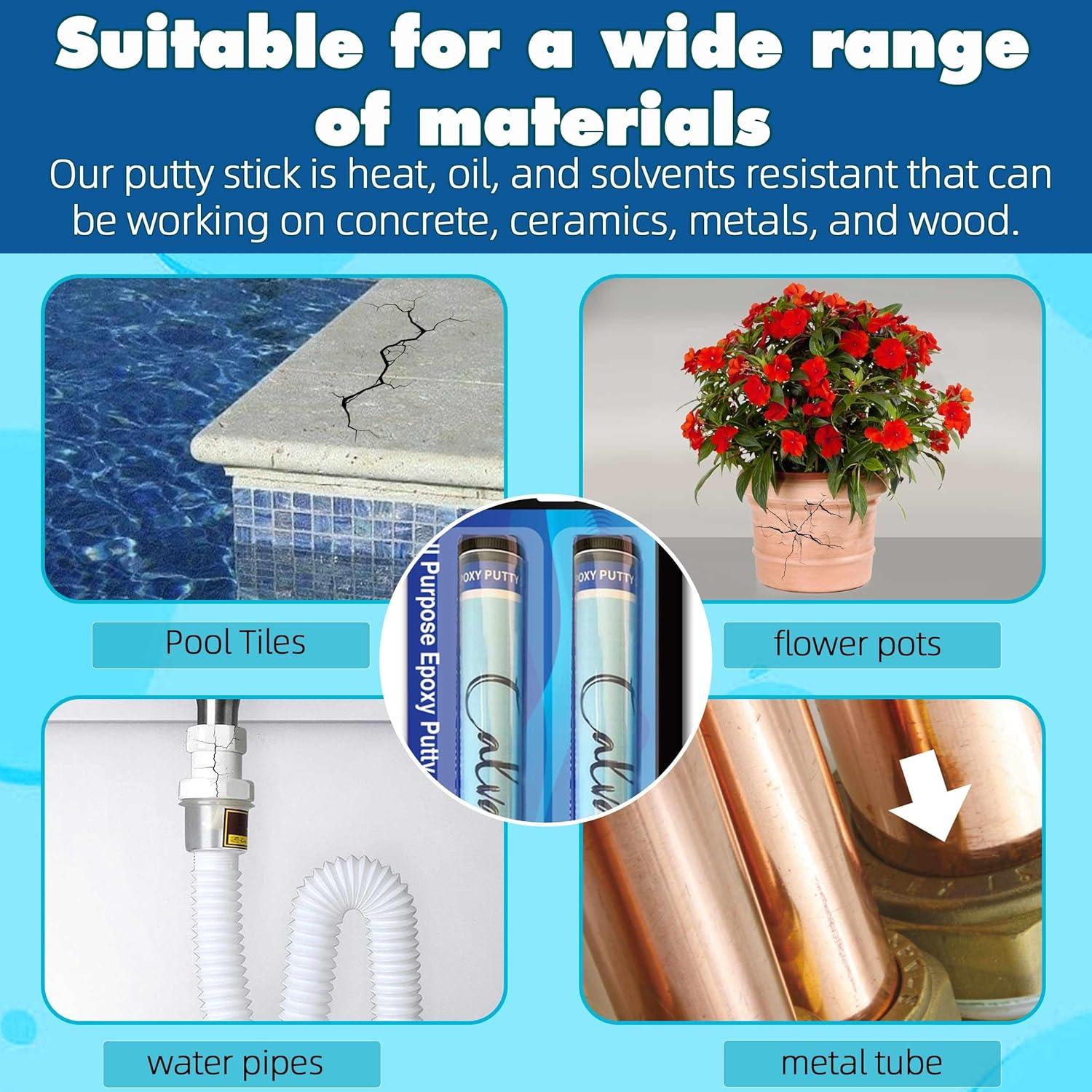 Masilla Epóxica Calvana para Piscinas Subacuáticas - 2 Partes, 8 oz