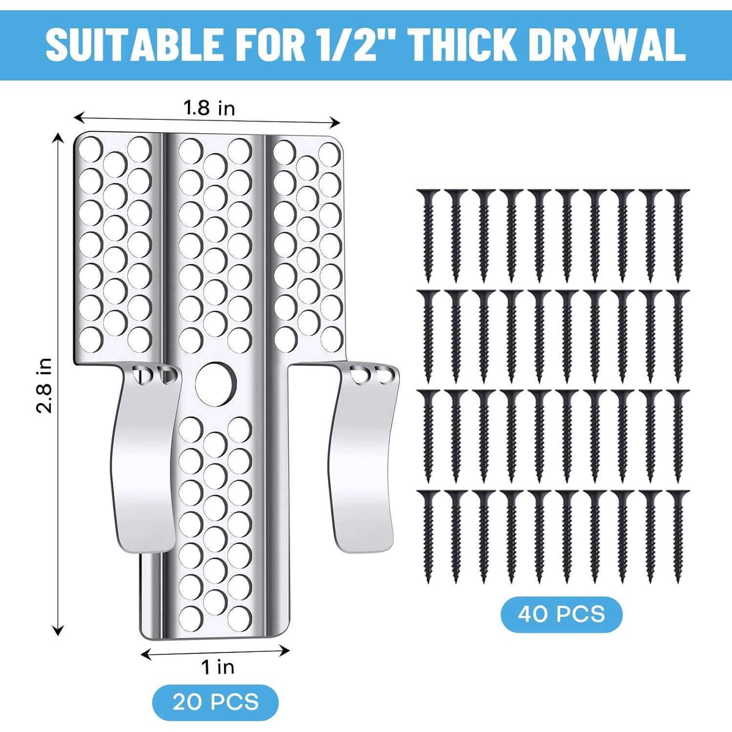 Kit de Reparación de Drywall Rolitwils 8 Clips Acero Inoxidable