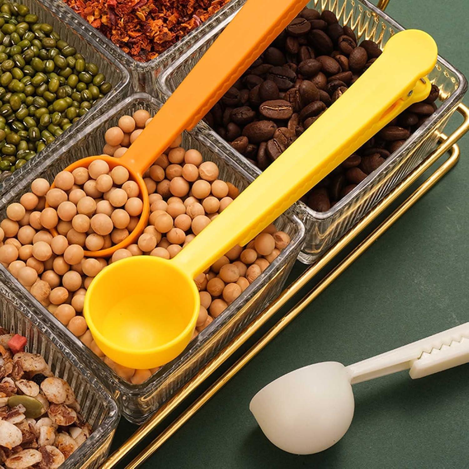 2 in 1 Measuring Spoon Sealing Clip Coffee Scoop for Espresso Tea Milk Protein Powder Bag Clamp Multifunctional Kitchen Accessories