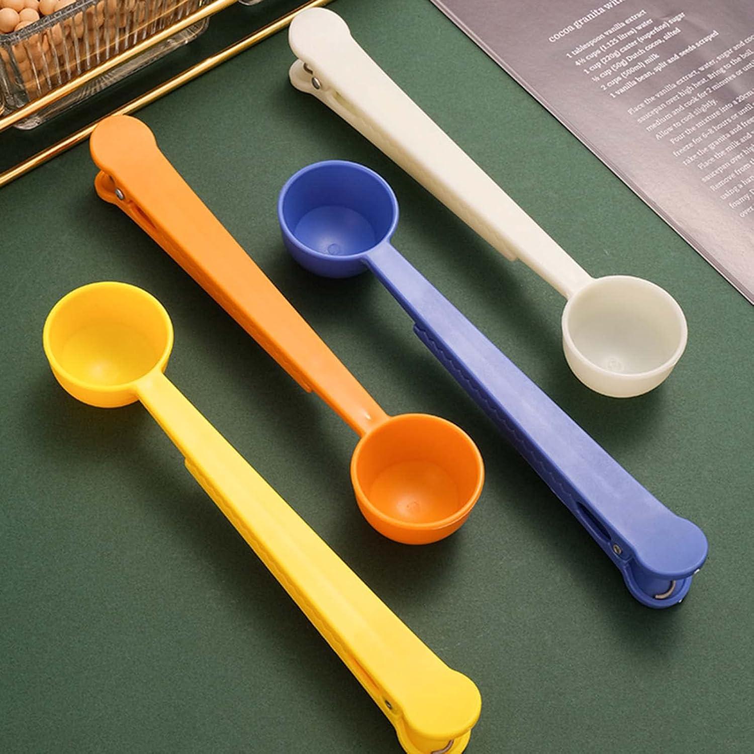 2 in 1 Measuring Spoon Sealing Clip Coffee Scoop for Espresso Tea Milk Protein Powder Bag Clamp Multifunctional Kitchen Accessories