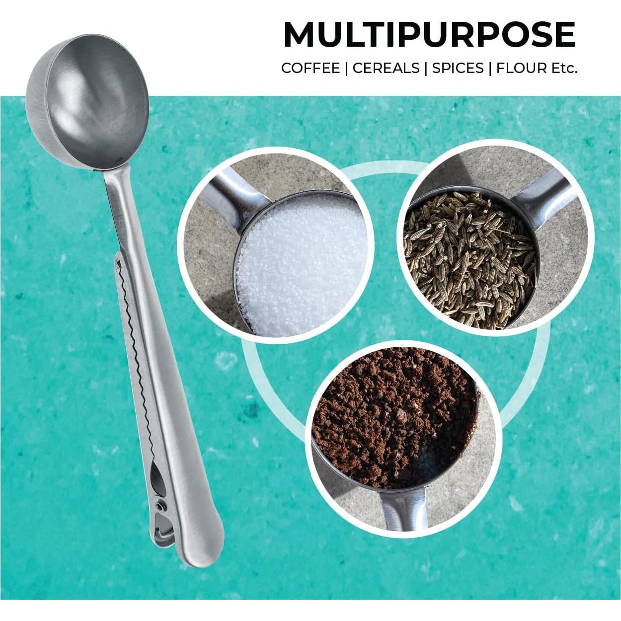 Cucharón de Acero Inoxidable iChewie con Clip para Café y Té