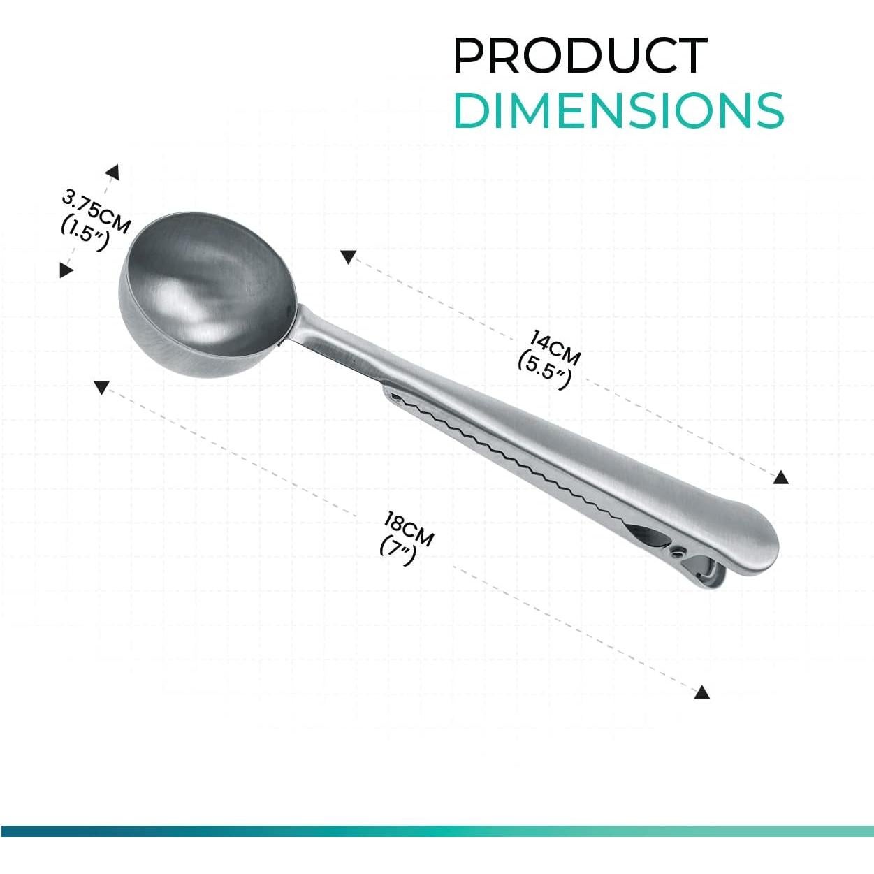 Cucharón de Acero Inoxidable iChewie con Clip para Café y Té