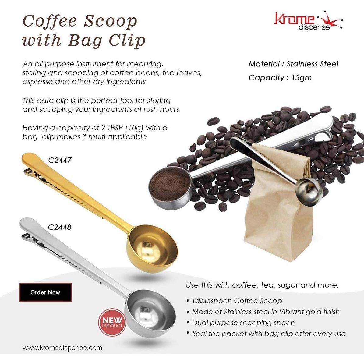 Cucharada Medidora de Café Krome Acero Inoxidable con Clip