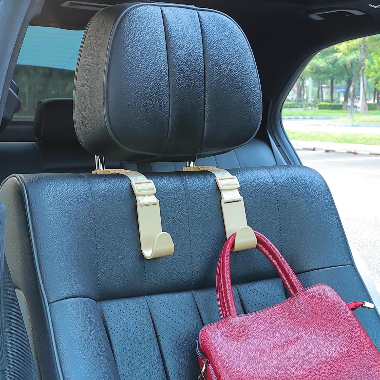 Ganchos para Reposacabezas Amooca Beige - Paquete de 4, Ajuste Universal