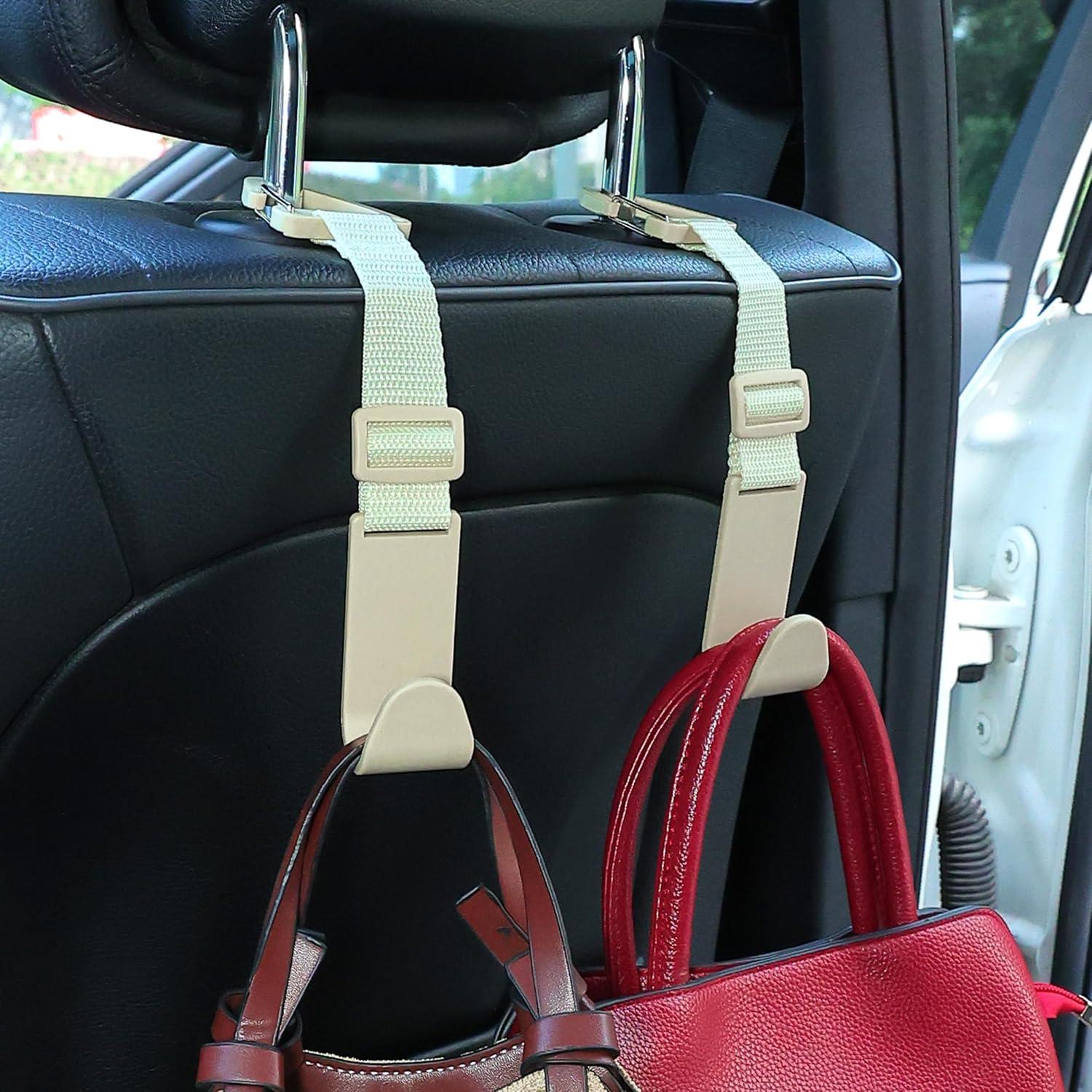 Ganchos para Reposacabezas Amooca Beige - Paquete de 4, Ajuste Universal