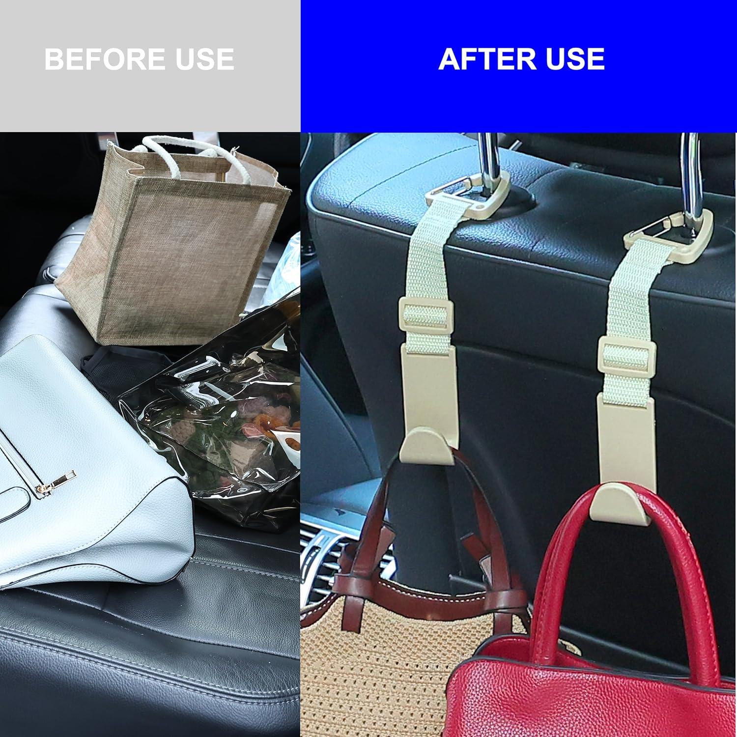 Ganchos para Reposacabezas Amooca Beige - Paquete de 4, Ajuste Universal