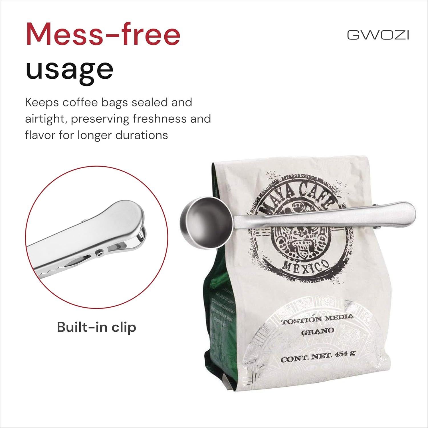 Cucharón Medidor de Acero Inoxidable GWOZI con Clip - 2 Pcs