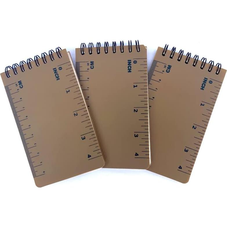 Bloc de Notas Impermeable LETHALIFE 3x5 cm Marrón Coyote - Paquete de 3