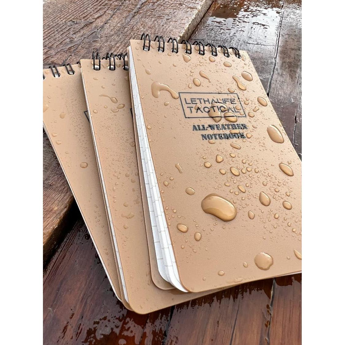 Bloc de Notas Impermeable LETHALIFE 3x5 cm Marrón Coyote - Paquete de 3