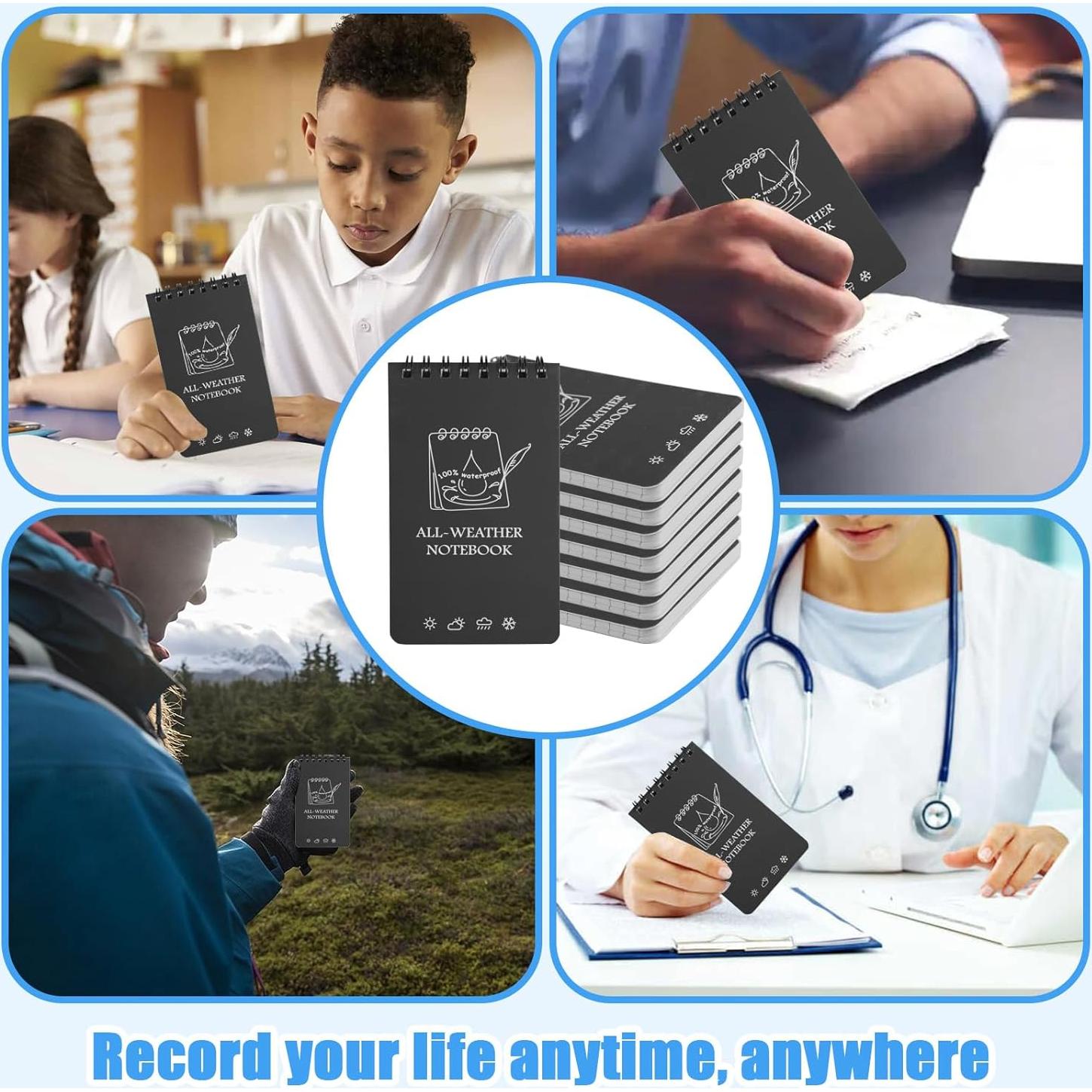 8 Cuadernos Impermeables CXRYLZ 3x5 para Actividades al Aire Libre