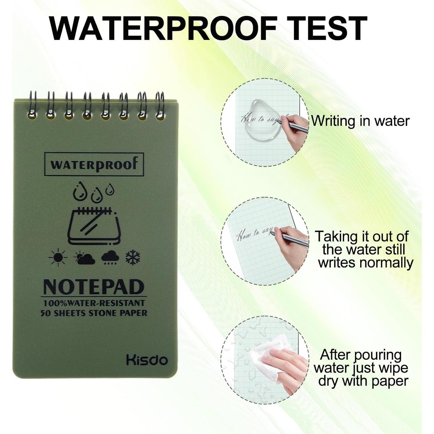 Paquete de 6 Cuadernos Impermeables Fanmayhe Verde Militar